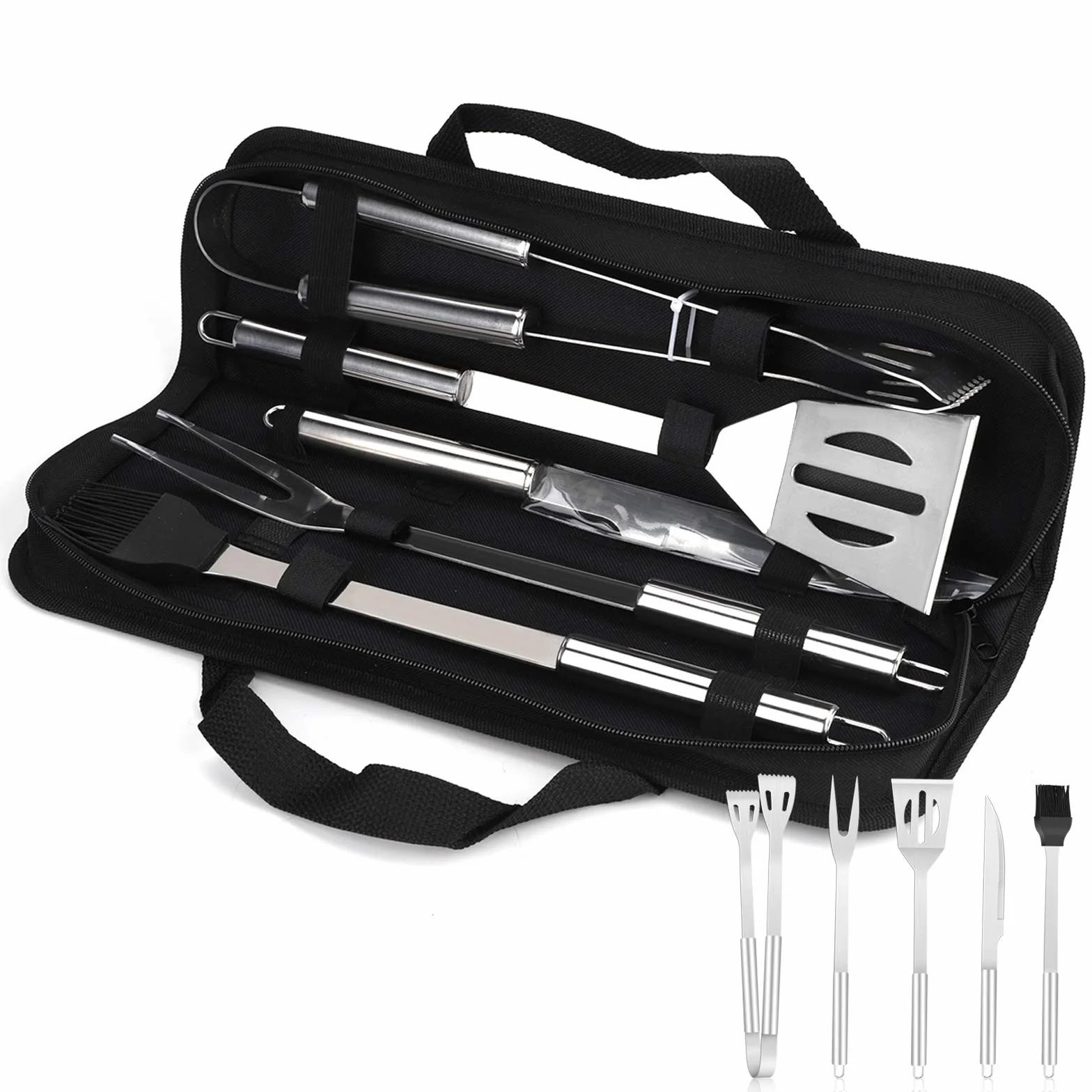 Kit Barbecue en Acier Inoxydable 5 Pièces Ustensiles pour Grillades