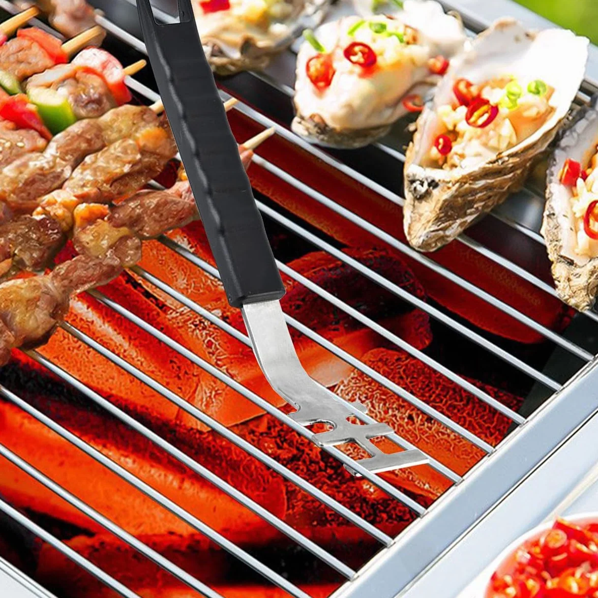 Lot de 2 Outils de Levage de Barbecue en Acier Inoxydable Anti-calcaire (27,5 x 3,5 cm)