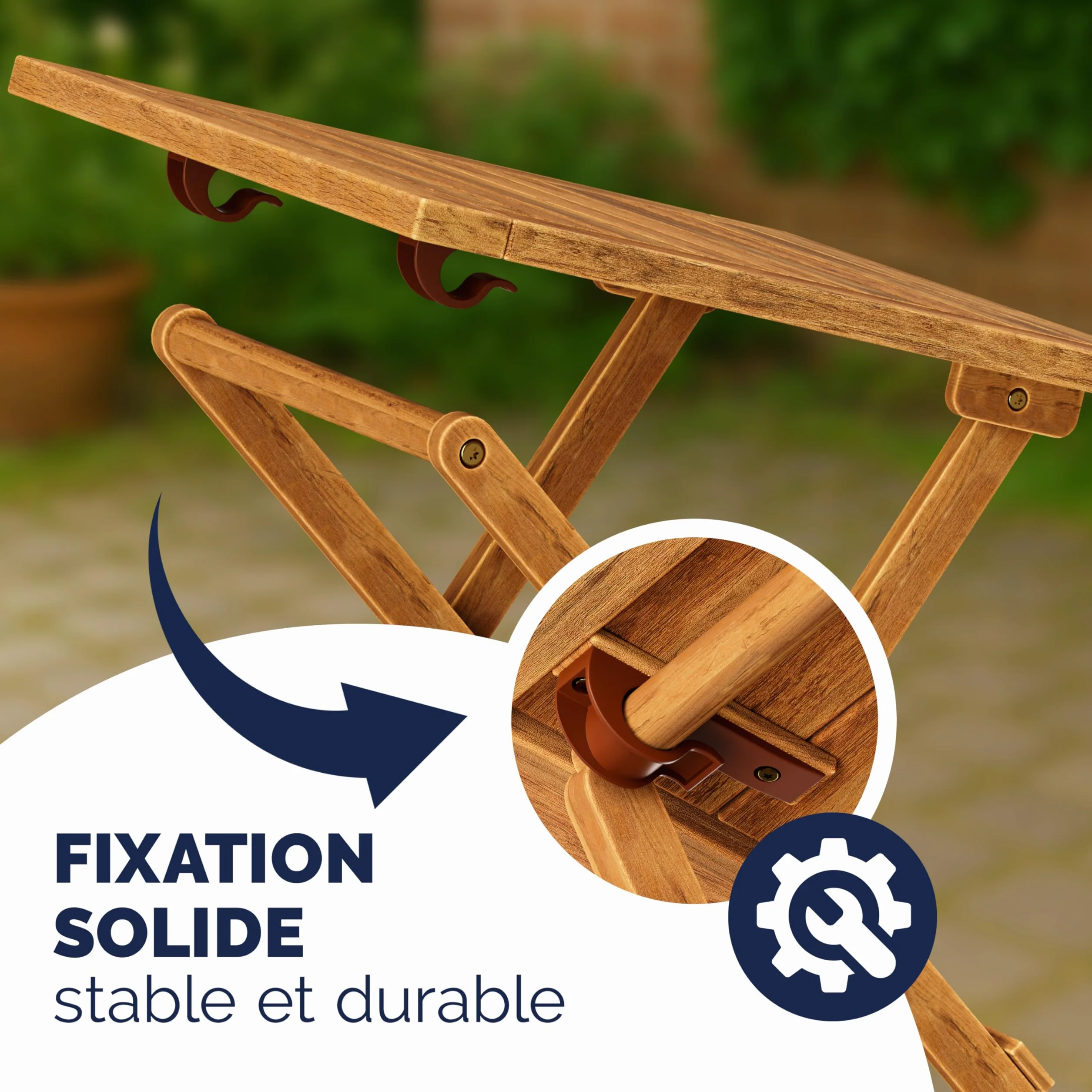 Deuba CASARIA® Table Basse Pliante en Bois d'acacia 46x46cm