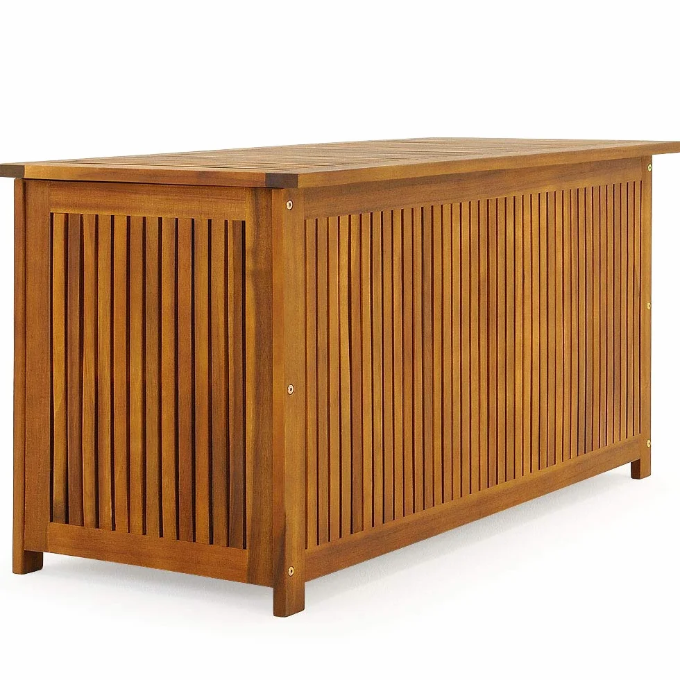 Casaria Coffre de Jardin 205 L Bois d'Acacia Rangement Extérieur Bâche Intérieure Couvercle Renforcé Charge 160 kg