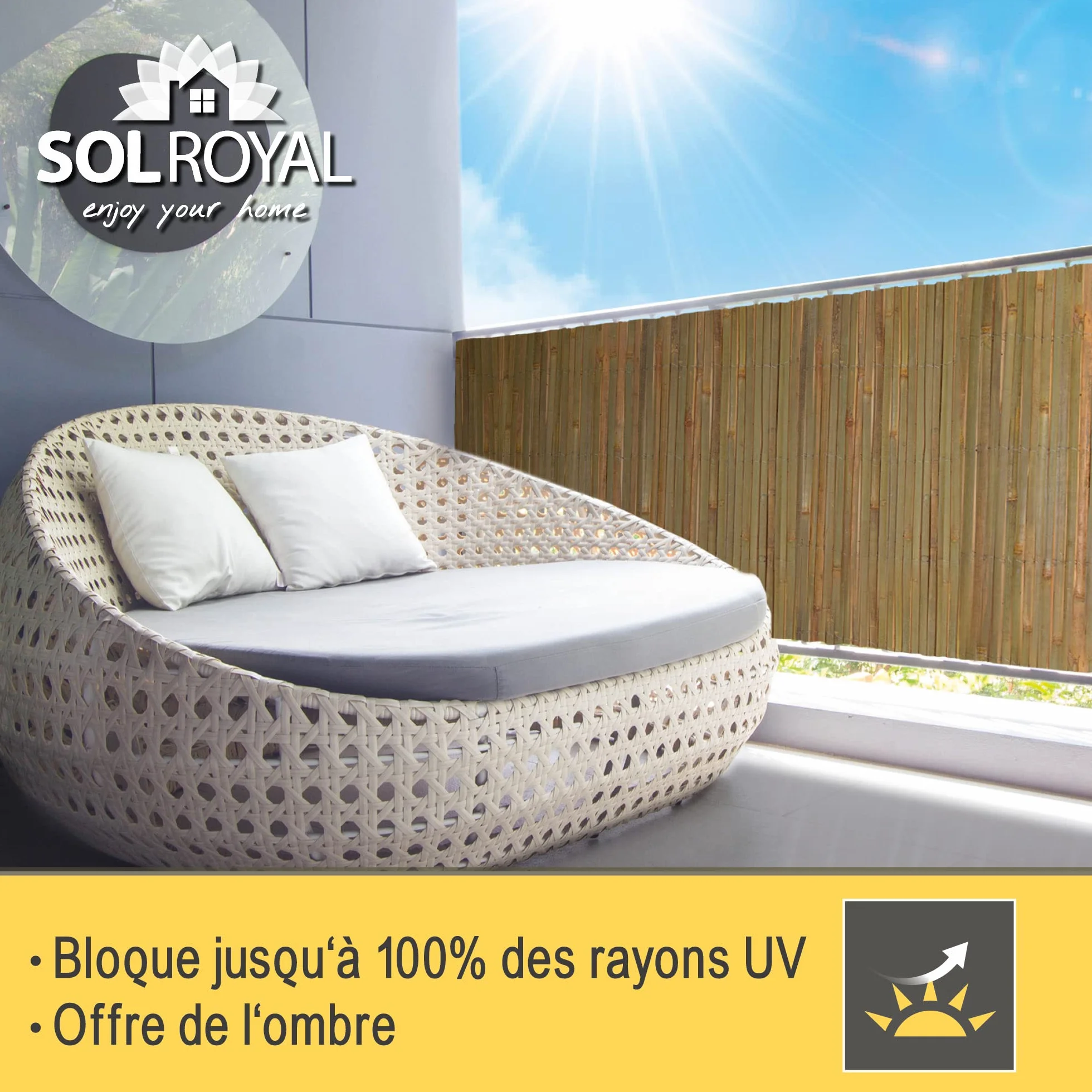 Sol Royal SolVision B89 Canisse Bambou 160x600cm FSC Brise Vue Jardin Protection Regards Vent Soleil