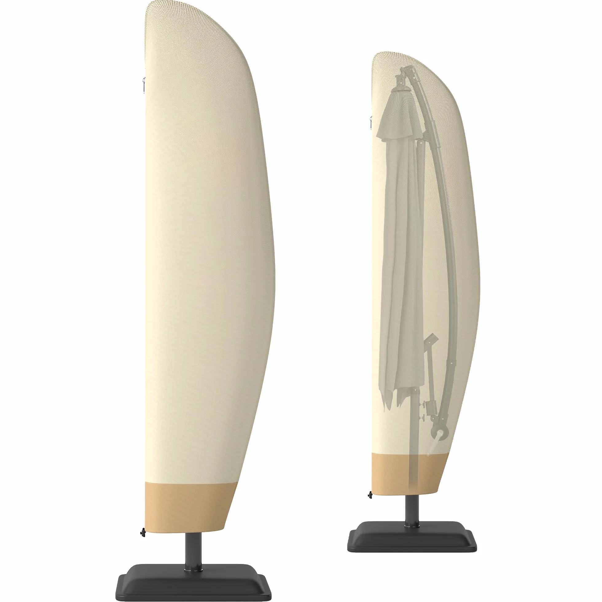Outsunny Housse de Protection imperméable pour Parasol déporté Tissu Oxford PVC Ø 56 x 220 cm Beige et café