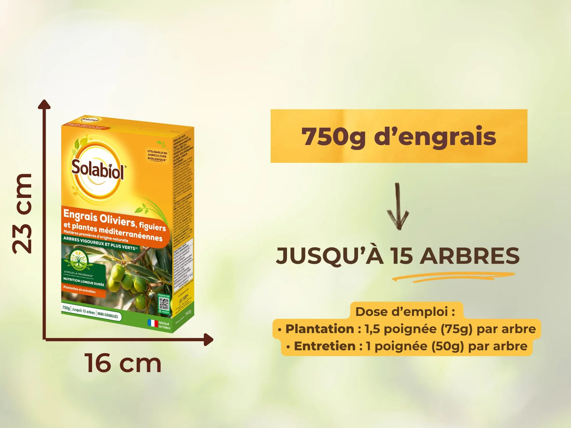 SOLABIOL Engrais Oliviers Figuiers Plantes Méditerranéennes 750g Jusqu'à 15 Arbres Agriculture Biologique SOLIVY750