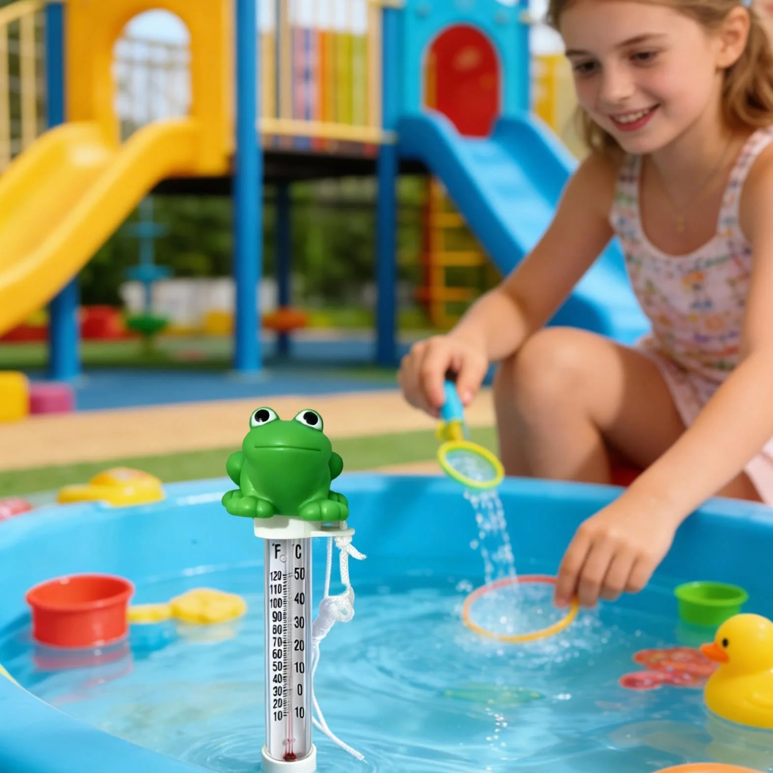 Thermomètre Piscine Grenouille Grand Affichage Flottant Incassable Facile à Lire pour Piscine Spa Bain