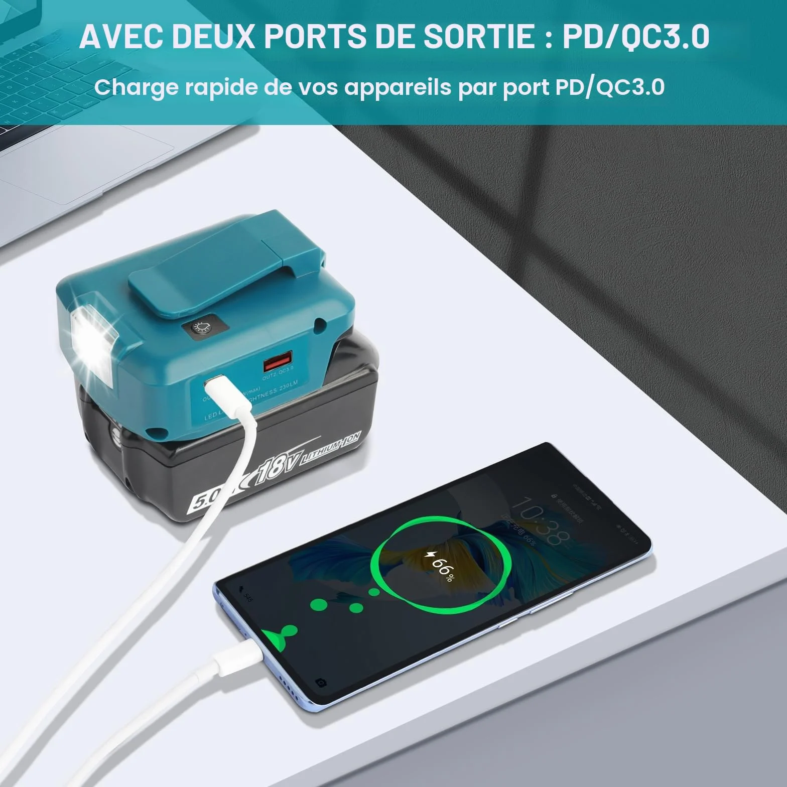 Makita Adp05 Convertisseur de lumière de travail pour batterie 14,4v 18v Adaptateur