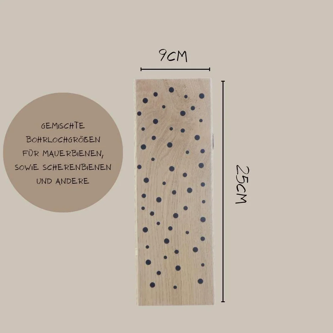 Hôtel à insectes pour abeilles sauvages Chêne massif 25 cm