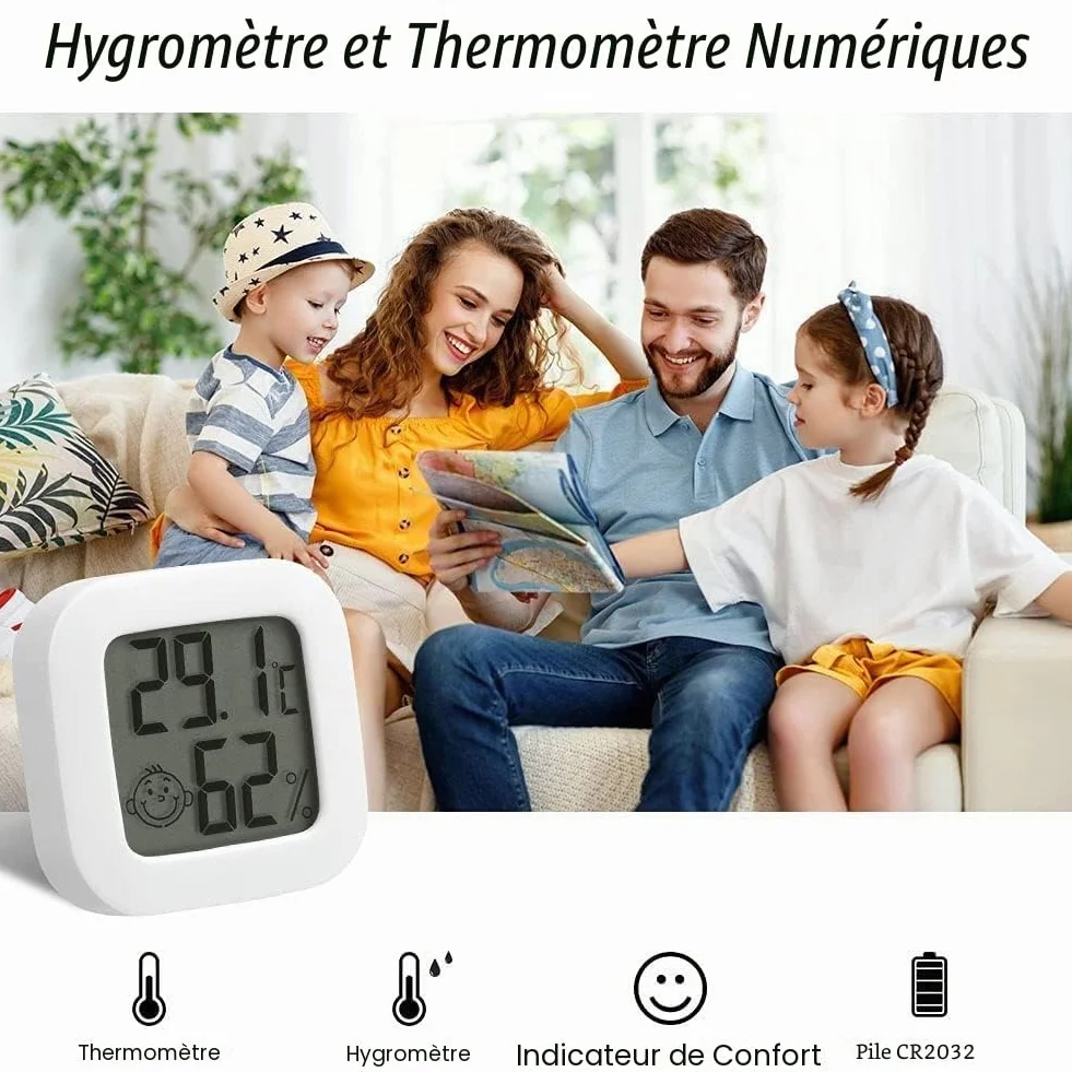 Flintronic Thermomètre Hygromètre Intérieur 2PCS, Mini Digital Haute Précision Moniteur Température Humidité