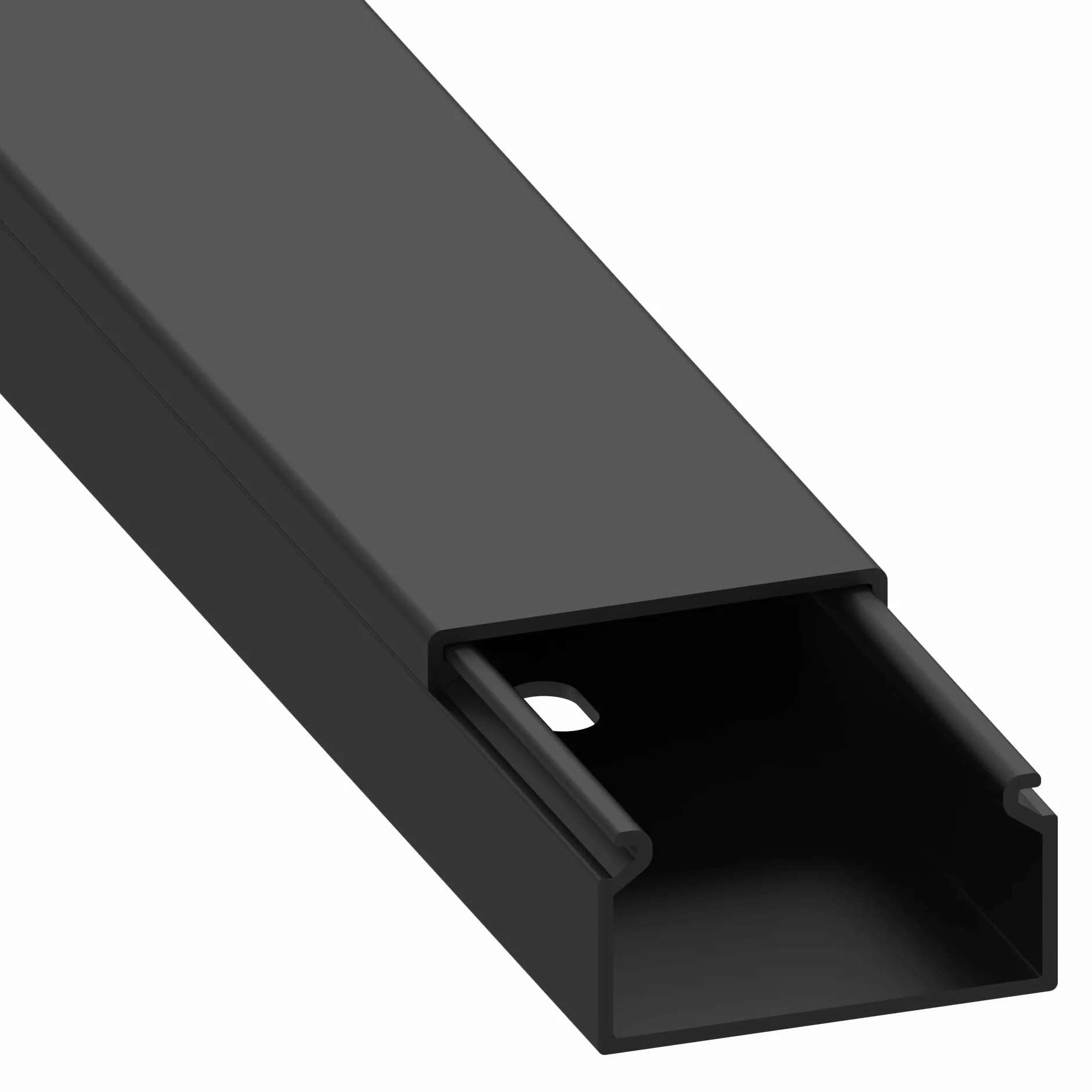 Cablecoach Habengut Goulotte de câble (avec Trou de Montage dans Le Fond) 15 x 30 mm en PVC, Couleur : Noir, Longueur 4 m (4 x 1 m de Longueur)