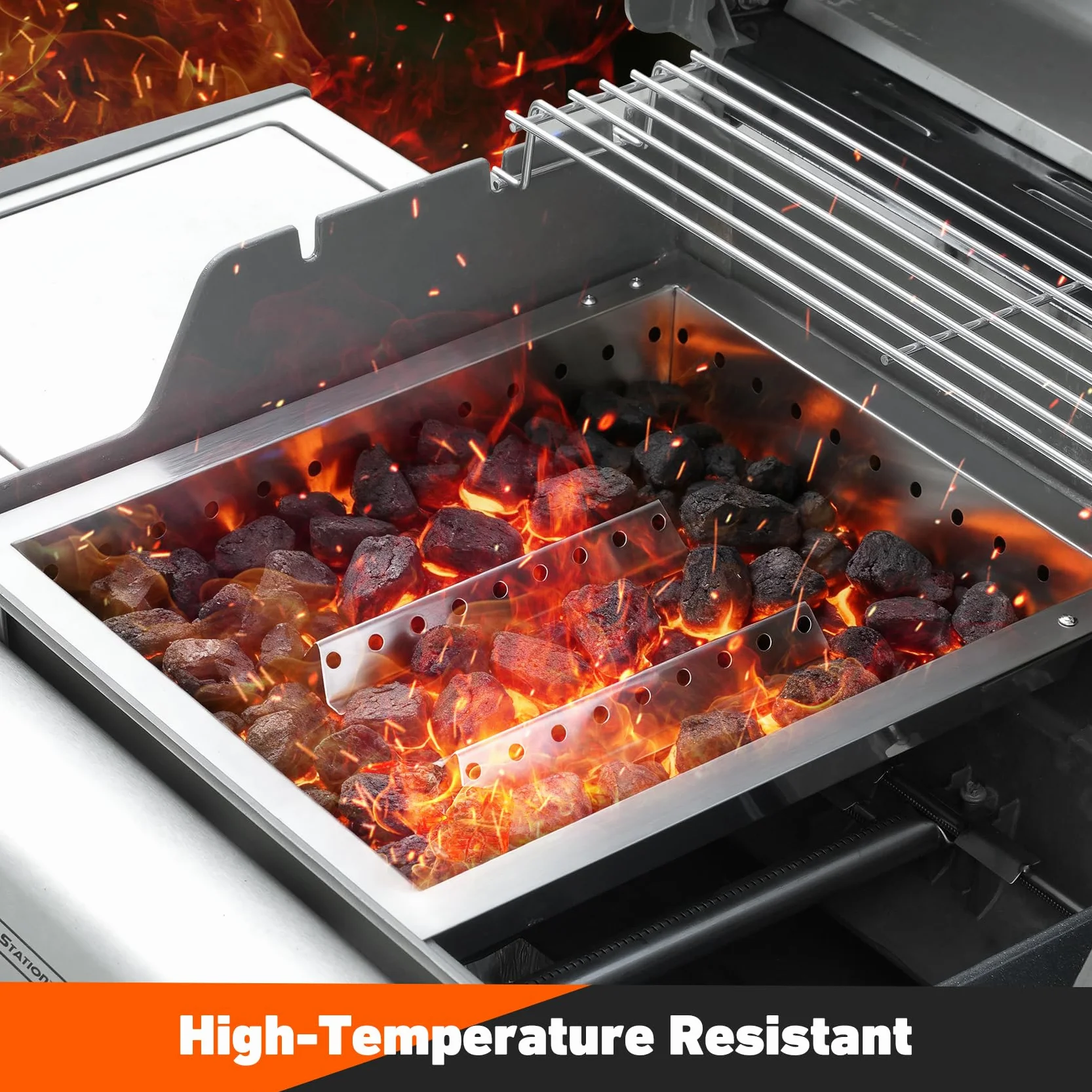 Onlyfire Bac à Charbon en Acier Inoxydable pour Barbecue Weber, Longueur Réglable 44,5-48 cm