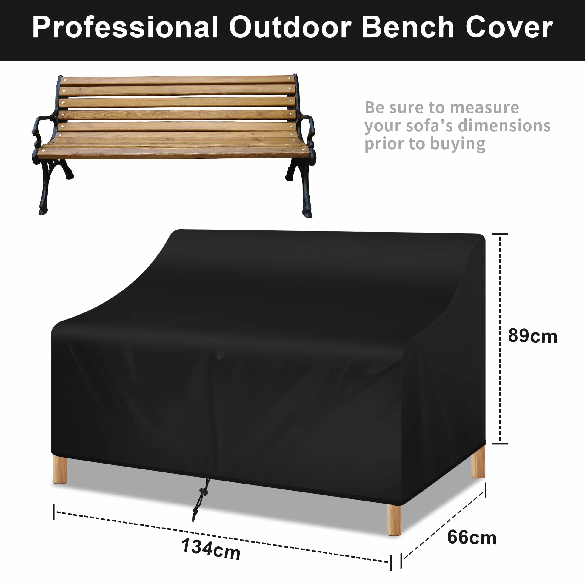 Housse de protection pour banc de jardin 2 places Oxford imperméable