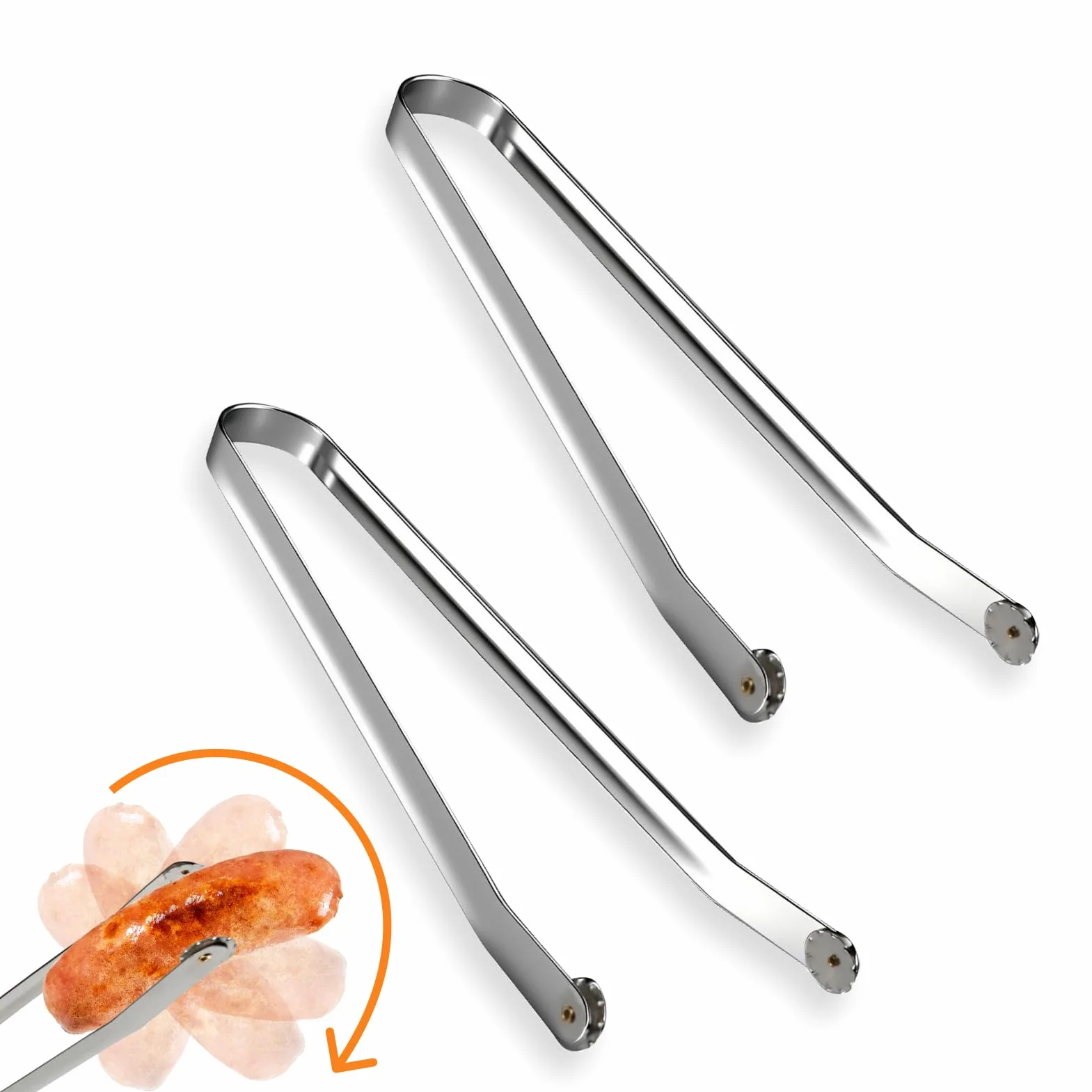 Pince Barbecue Inox à Roulette 36cm Acier Inoxydable pour Grillades