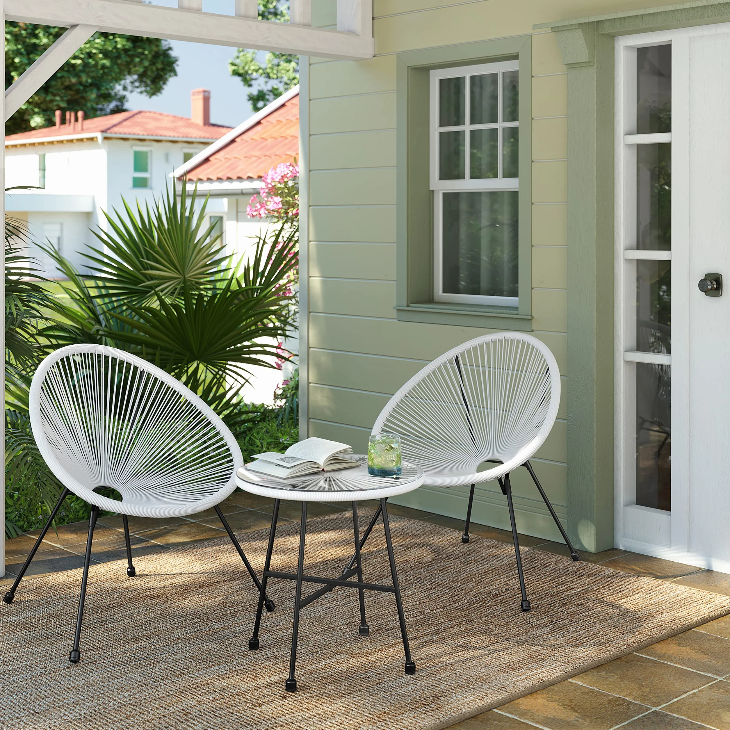SONGMICS Salon de Jardin Acapulco Blanc GGF013W02