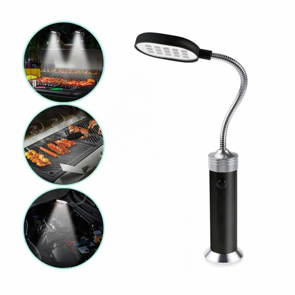 Lampe de Barbecue LED 15 LED Flexible Col de Cygne 360° avec Accessoires de Fumeur