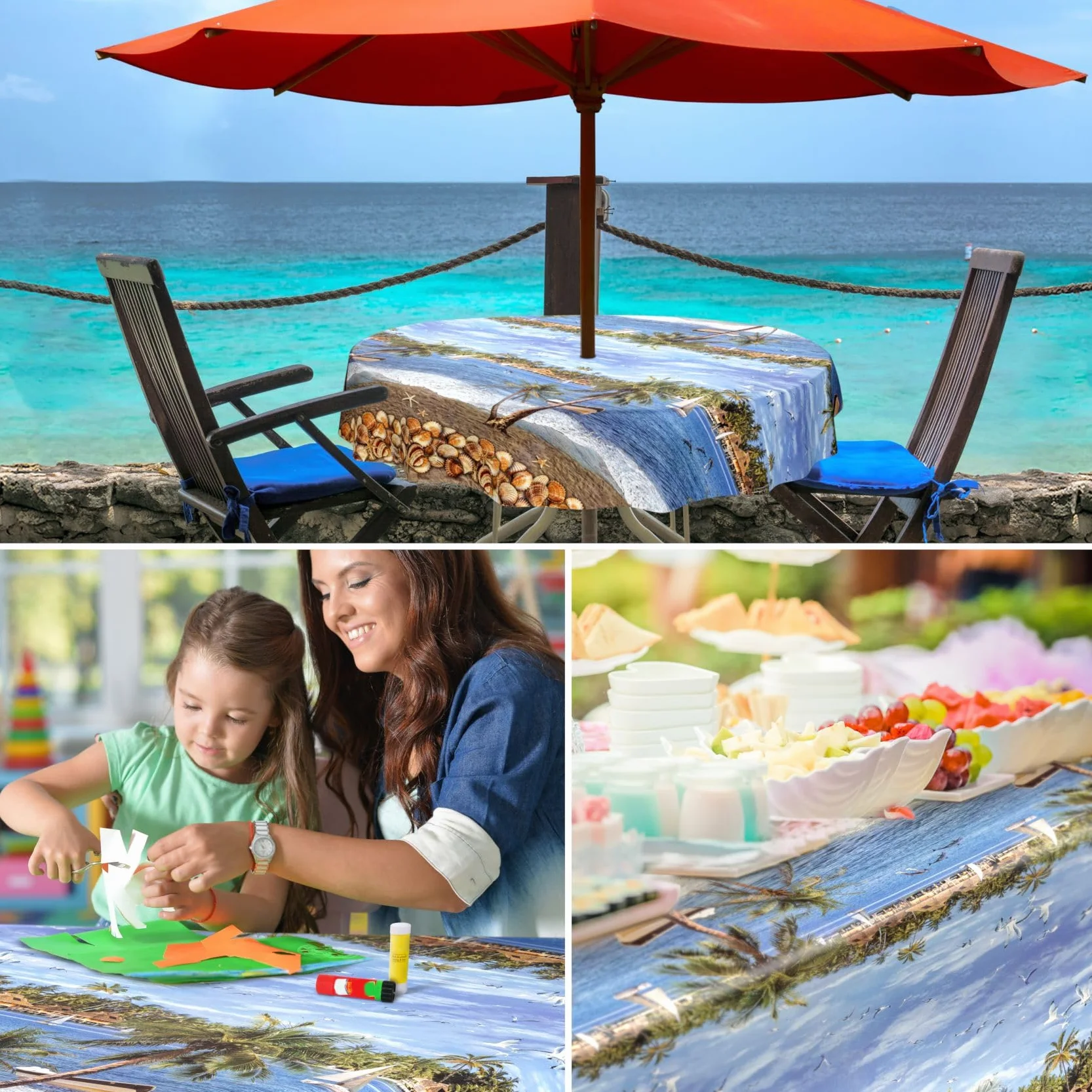 Nappe en Toile cirée Lavable 240 x 140 cm pour Table de Jardin Extérieur