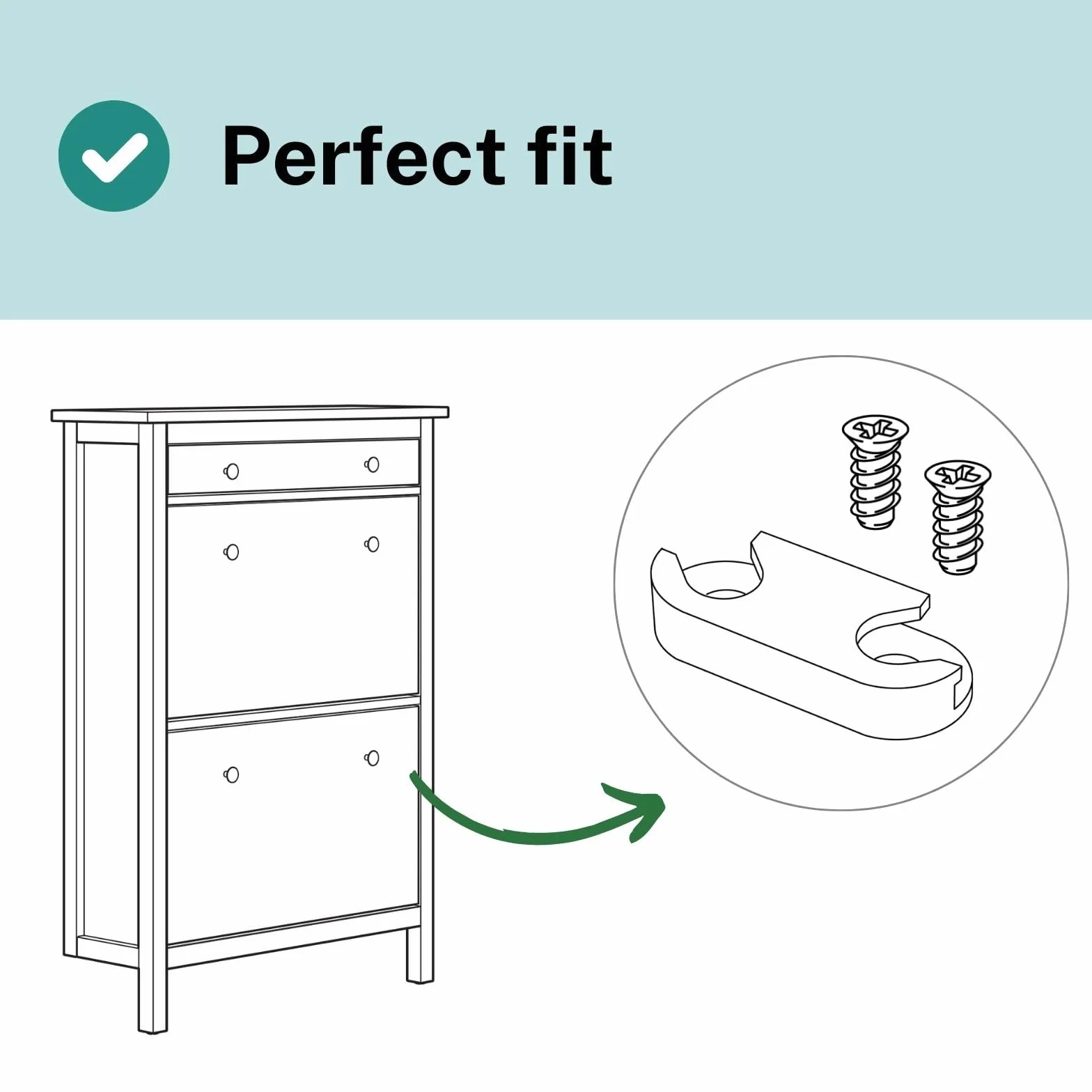 110364 Support de charnière pour armoire à chaussures IKEA HEMNES STÄLL (1 pièce + 2 vis)