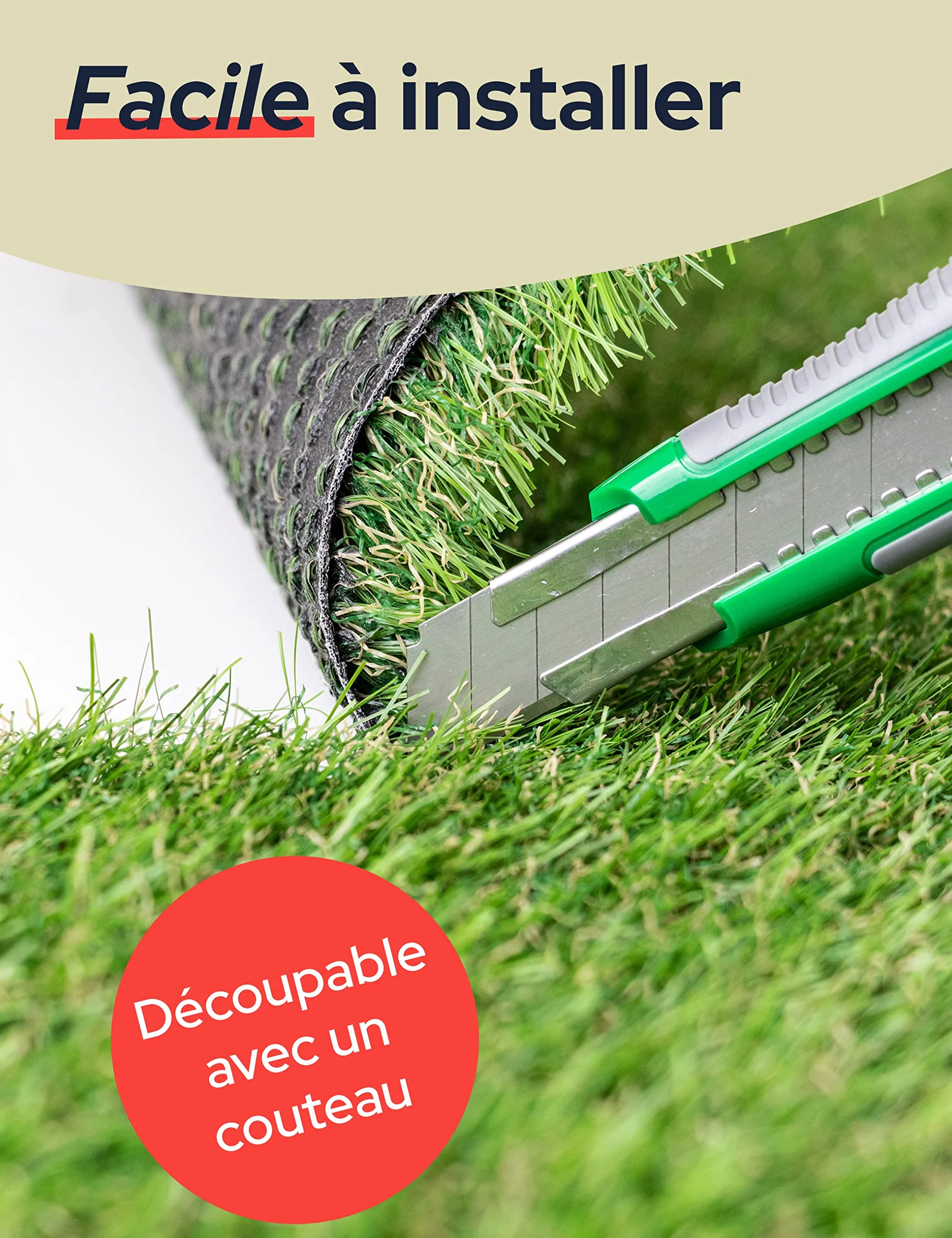 Gazon synthétique Primaflor Amy 23 mm 200x50 cm résistant aux UV et aux intempéries avec trous de drainage