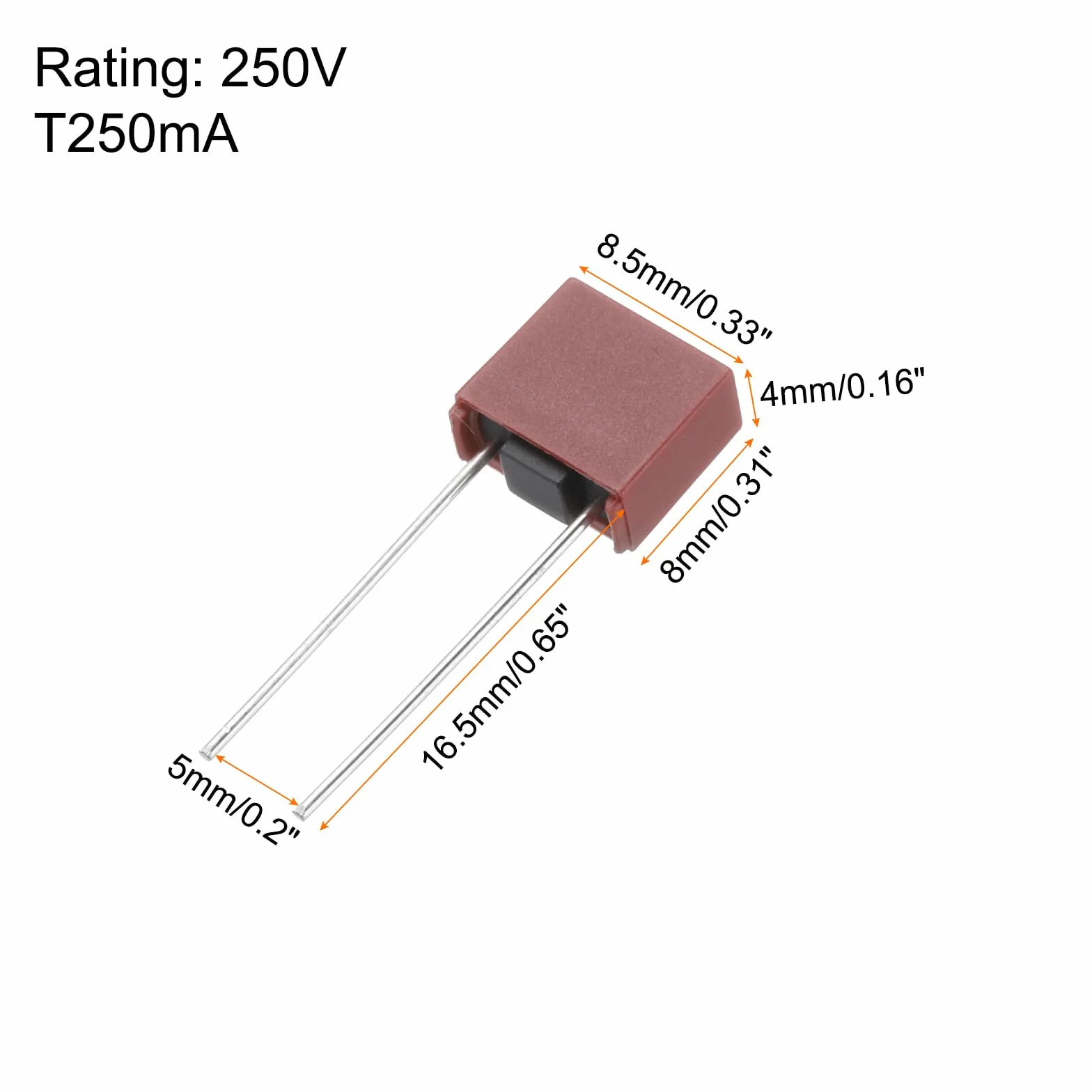 QUARKZMAN 30Pcs Fusibles Miniatures Carrés à Montage DIP à Soufflage Lent pour Pièces Électroniques PCB Réparation LCD, T250Ma 250Ma 250V, Rouge