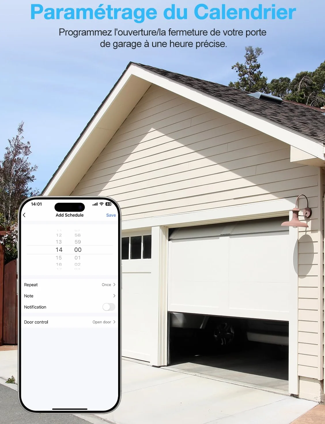 Maxcio Ouvre-Porte de Garage Connecté Wi-Fi, Compatible avec Alexa/Google Home, Contrôle par Application, Commande Vocale, Fonction de Temps, Compatible avec Alimentation CC et CA