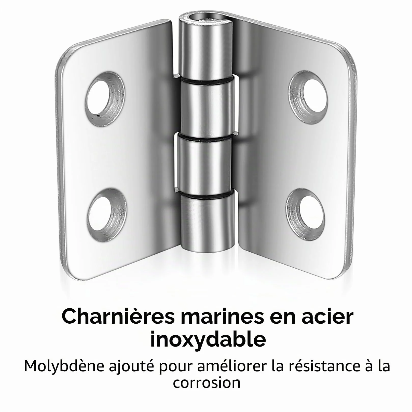 4 PCS Charnières Pliables en Acier Inoxydable, Robustes pour Portes en Bois, Fenêtres, Armoires et Portes de Jardin