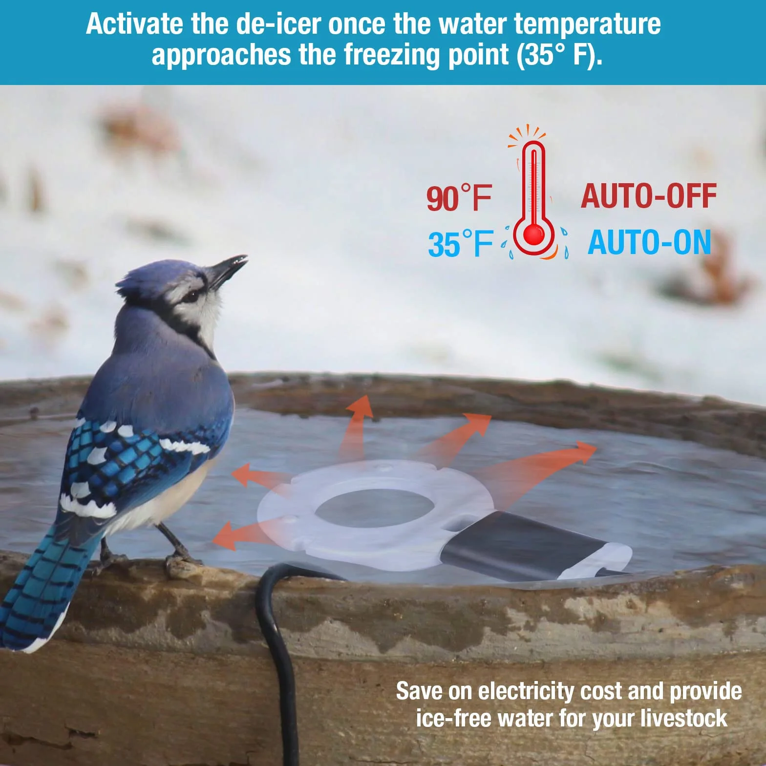 Dégivreur de ferme 250 W Chauffe-eau submersible bétail aluminium non conducteur