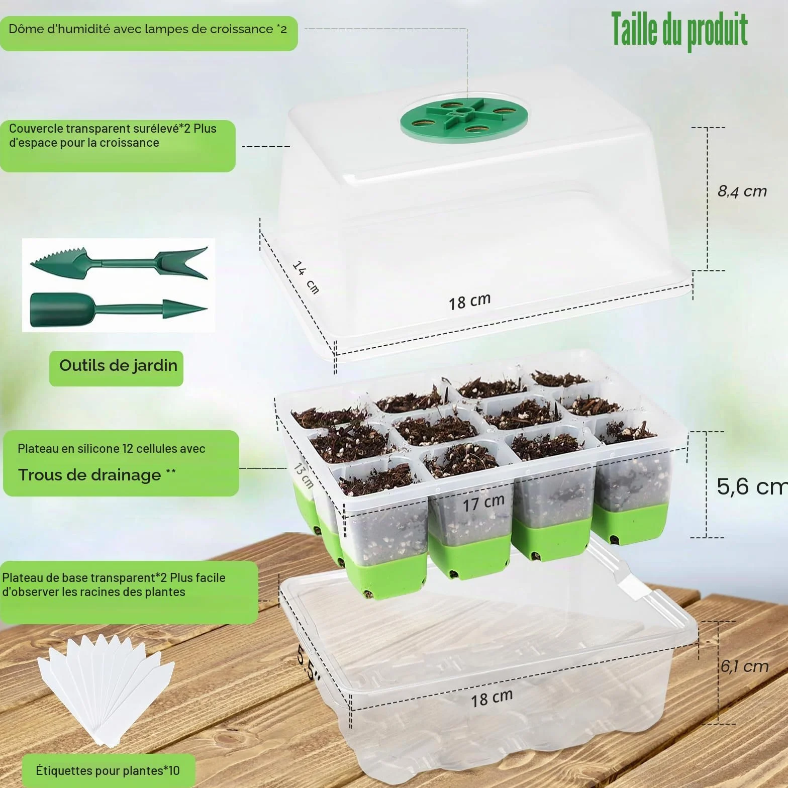 Mini serre avec lumière complète pour plantes, kit de culture d'intérieur