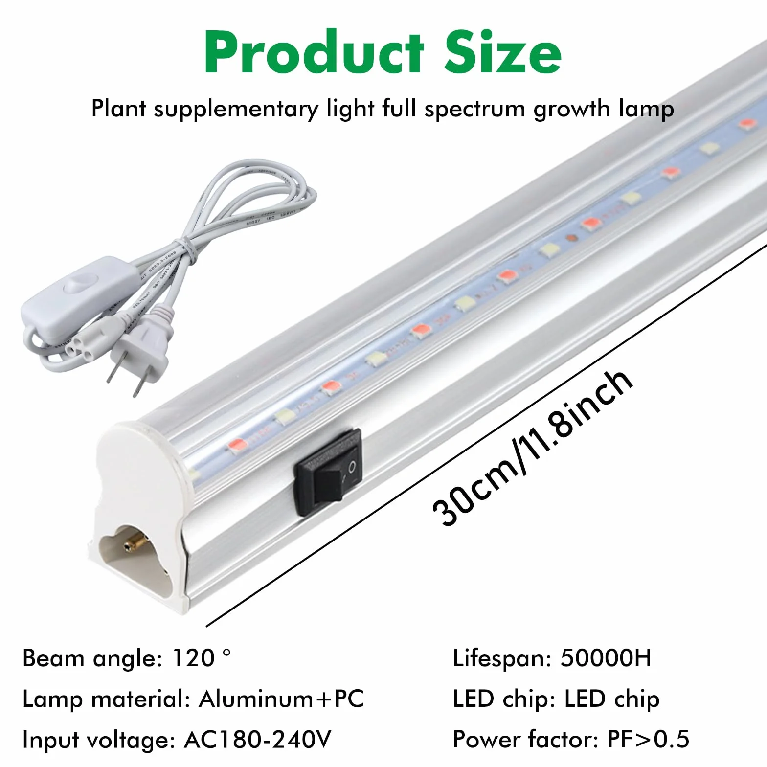 Lampes LED T5 30cm pour plantes d'intérieur, spectre complet du soleil, chaînable pour serre