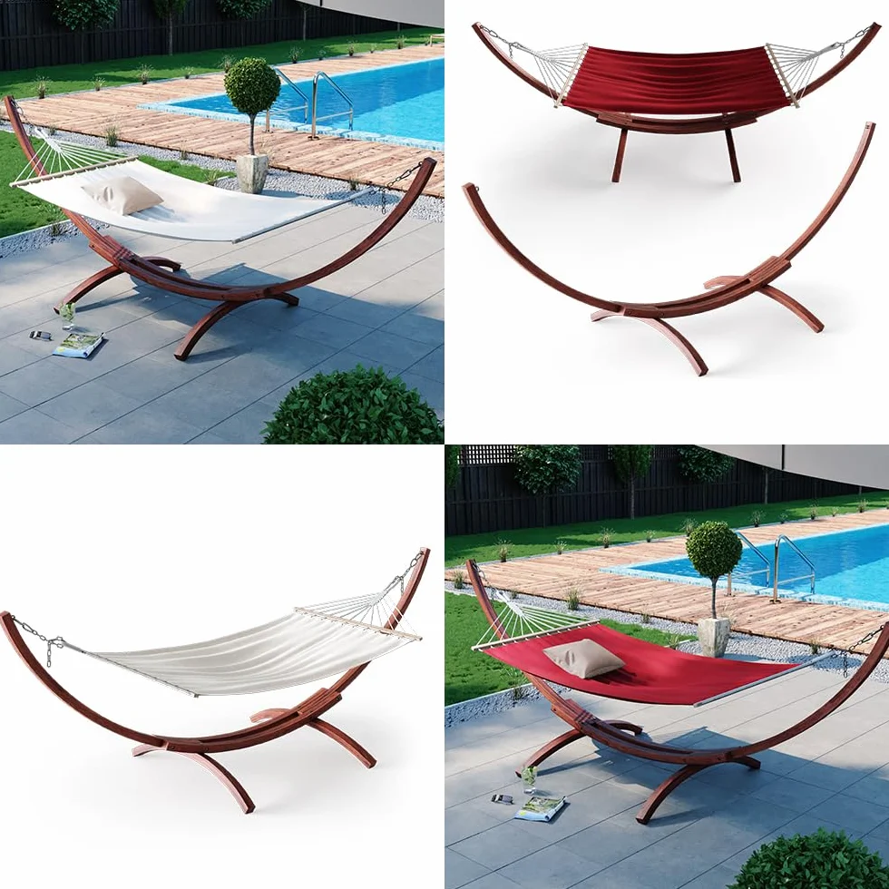 Oskar Support pour hamac 350 cm XXL Bois Chaise Longue Jardin