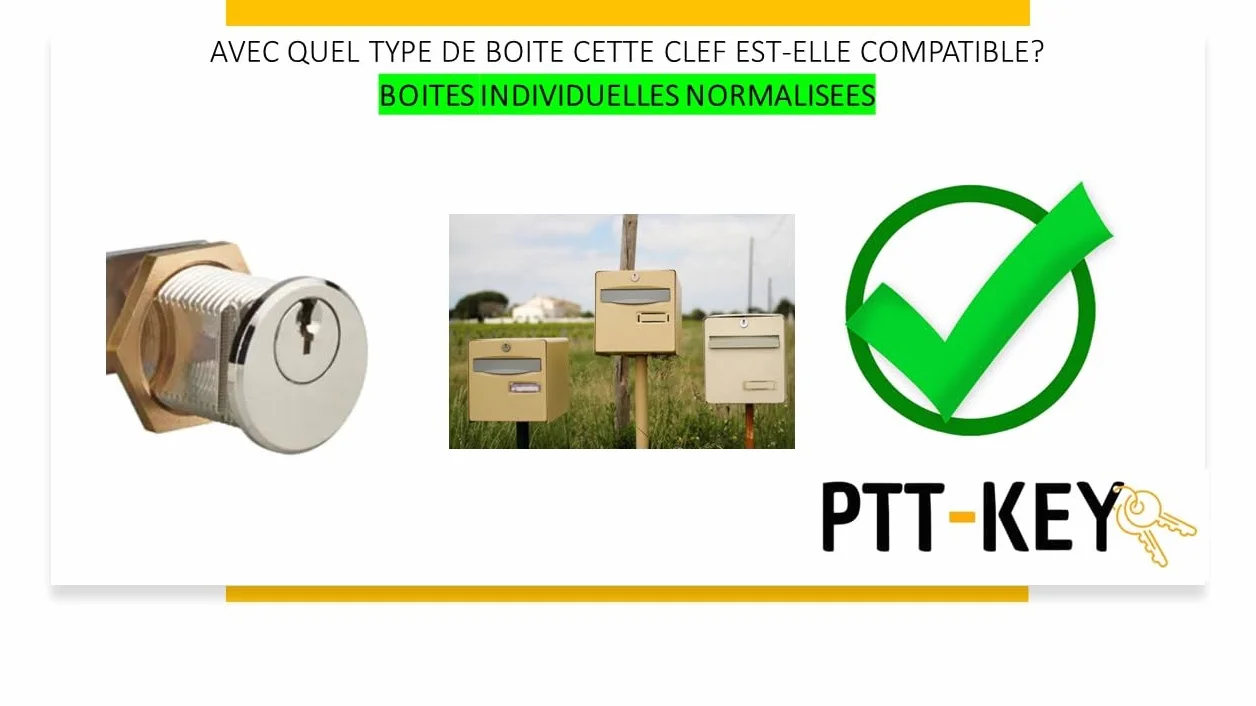 PTT KEY®| Clé Pass PTT T10 – pour boîte aux lettres individuelles norme NF-D27-405 et certains halls d'immeuble- Serrure standard La Poste. (1)