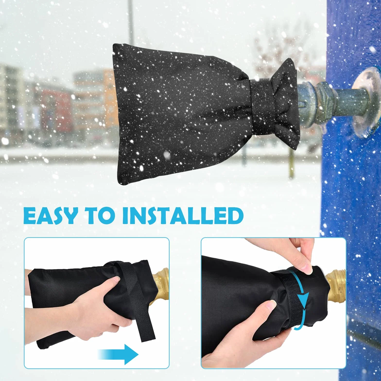 Vicloon Housse de Robinet pour L'extérieur 2pcs Antigel Imperméable 20cm x 15cm Noir