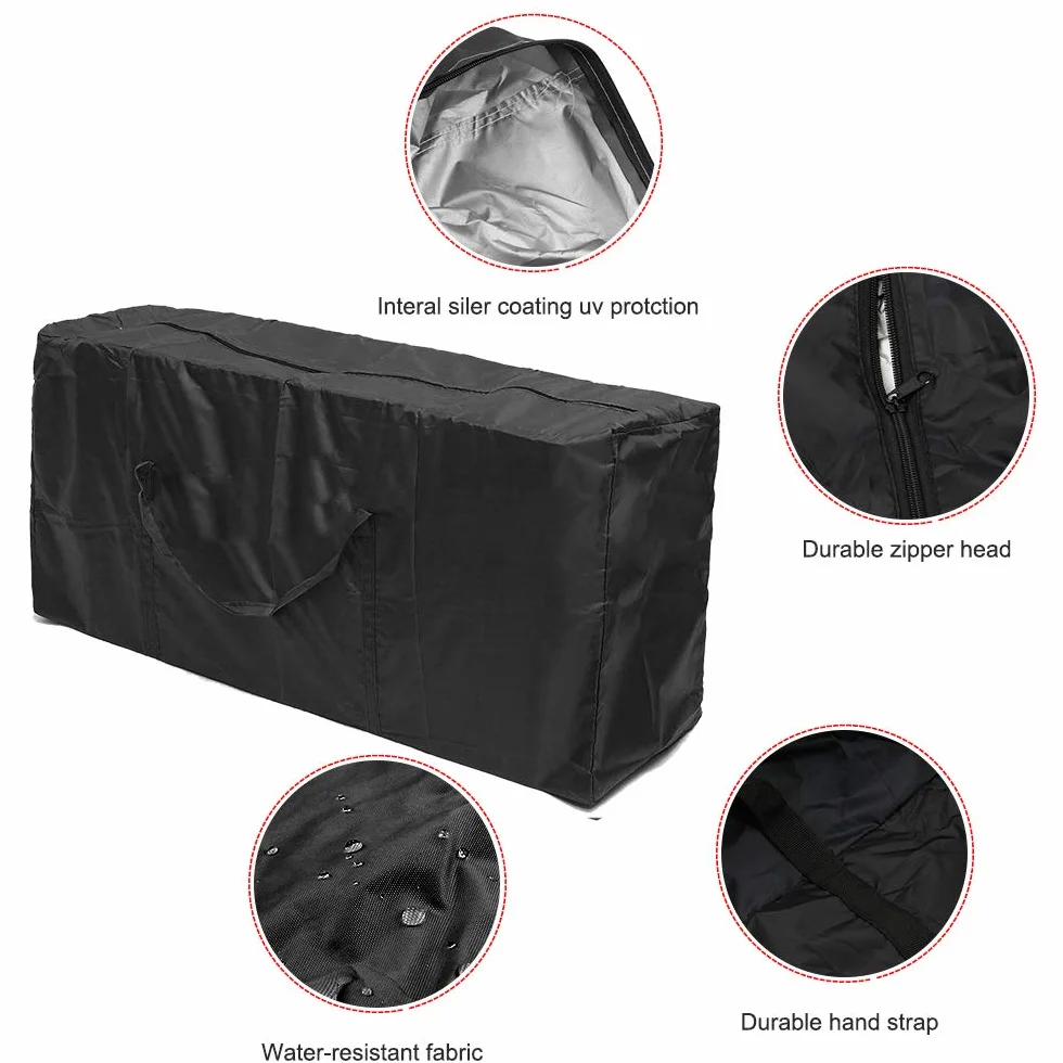 Sac de Rangement de Coussins 210D Noir avec Fermeture éclair et Poignées