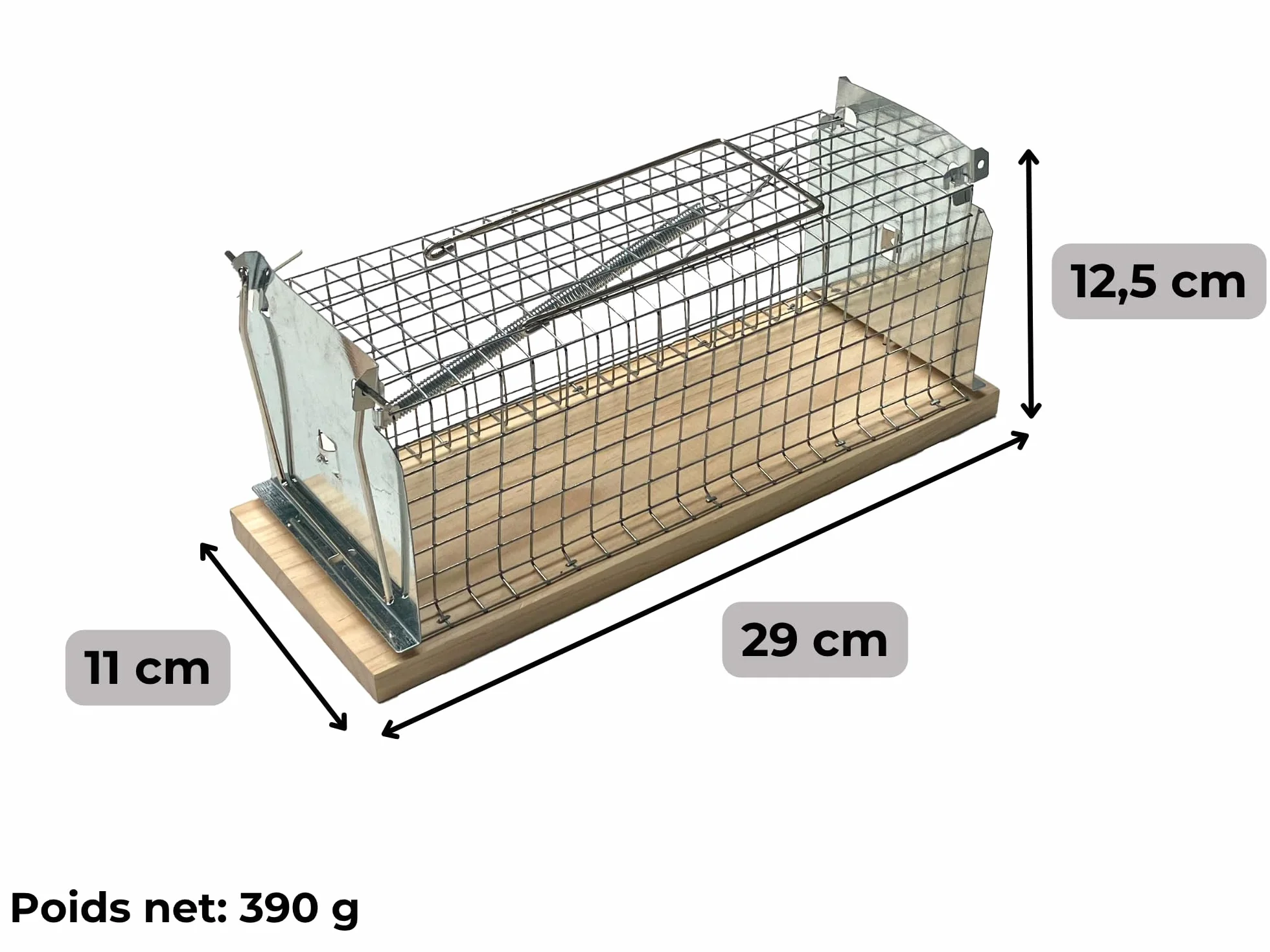 CAUSSADE Nasse à Rats Piège à Rats Cage capturer Rats Socle Bois certifié FSC Réutilisable Intérieur Extérieur