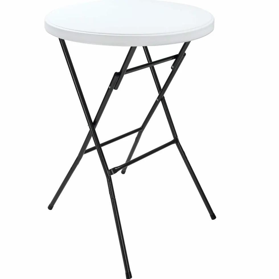 Casaria Table Haute de Bar Pliante Mange-Debout Ø 72 cm Blanc Hauteur 110 cm