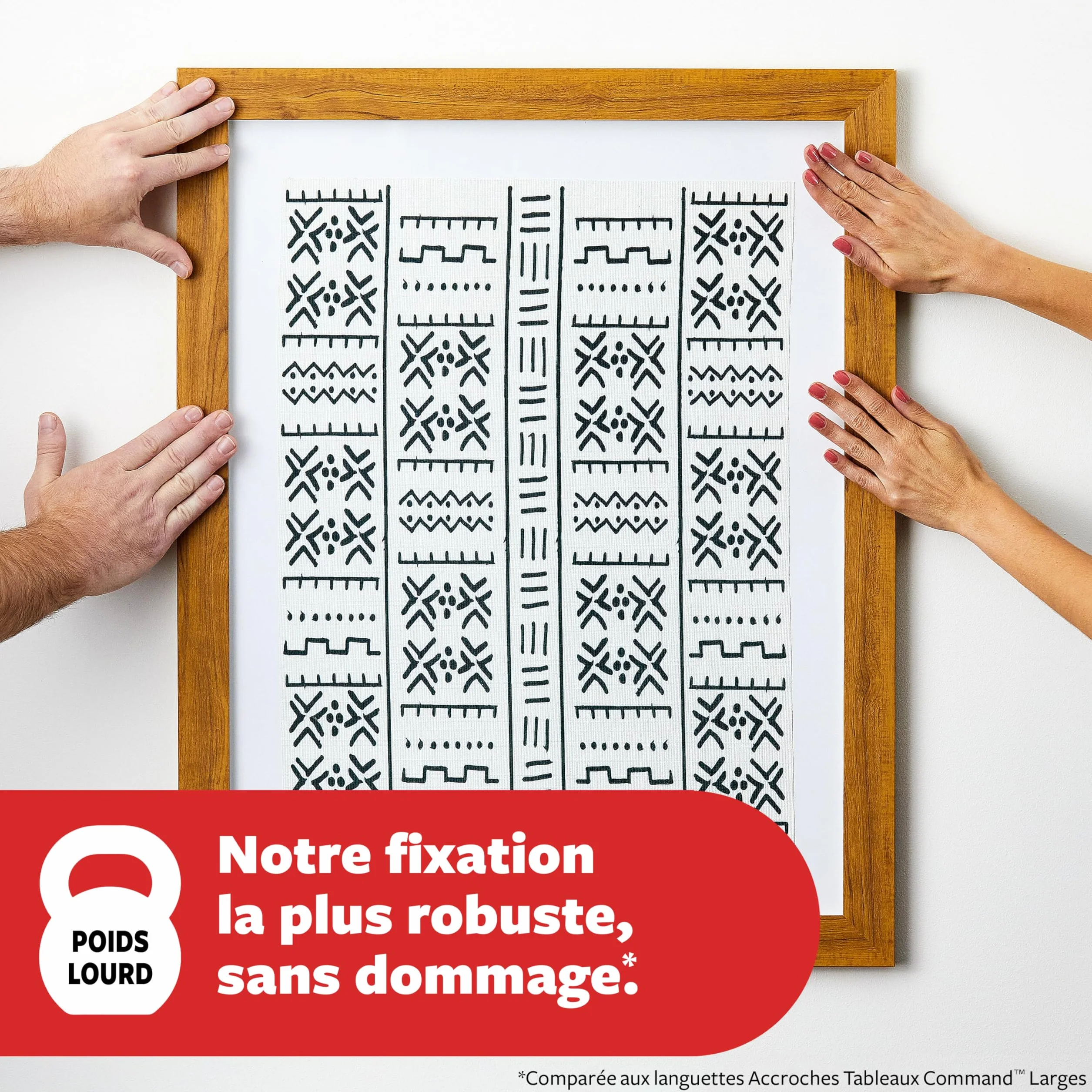Command Languettes Accroches Tableaux Moyen Modèle - 8 Paires (16 Languettes) Blanc - Supporte jusqu'à 5 kg - Sans Outils - Fixation sans Dommages