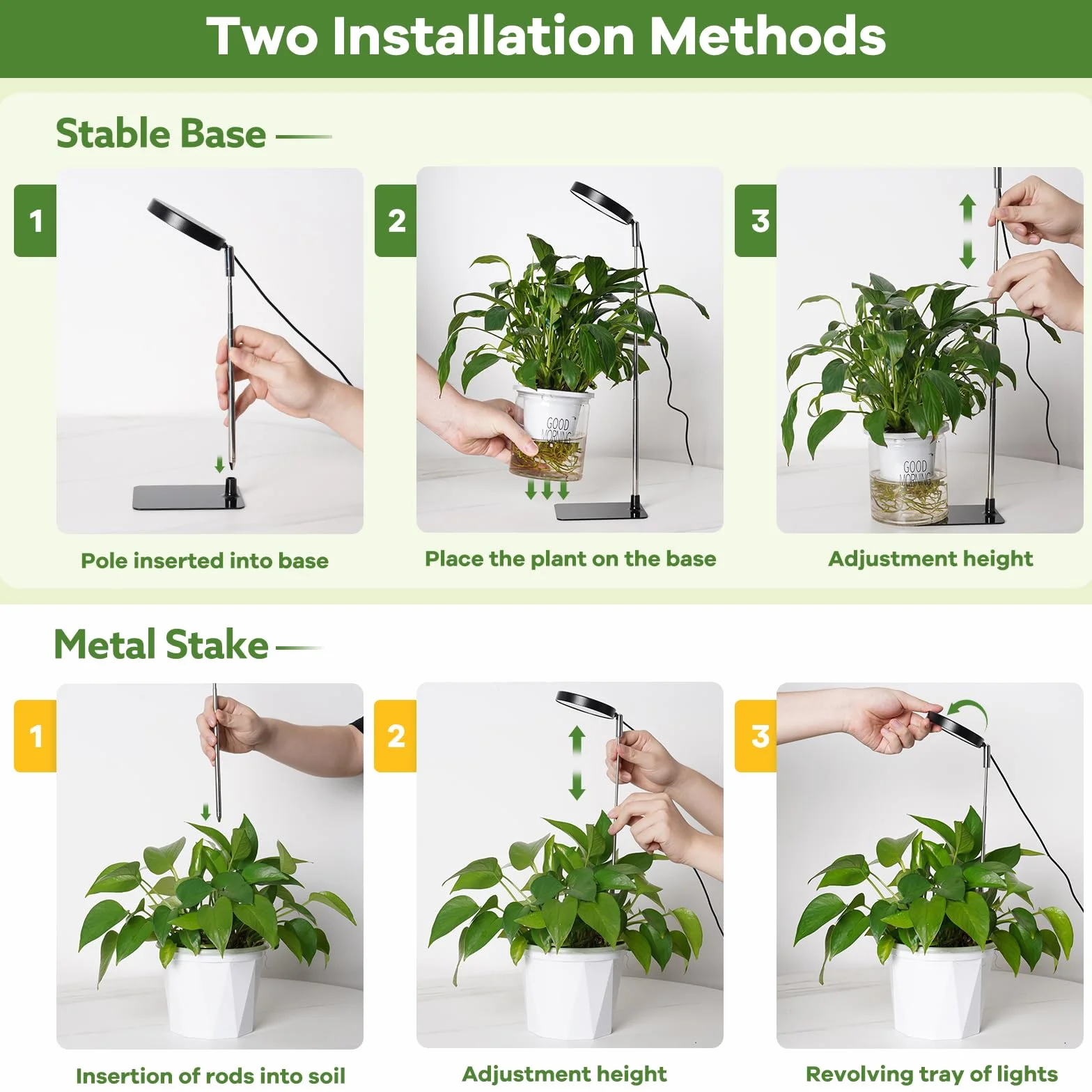 Lampe pour plantes 48 LED 6000K avec minuterie 3/9/12H, 10 niveaux de luminosité, 3 modes d'éclairage Noir 2PCS