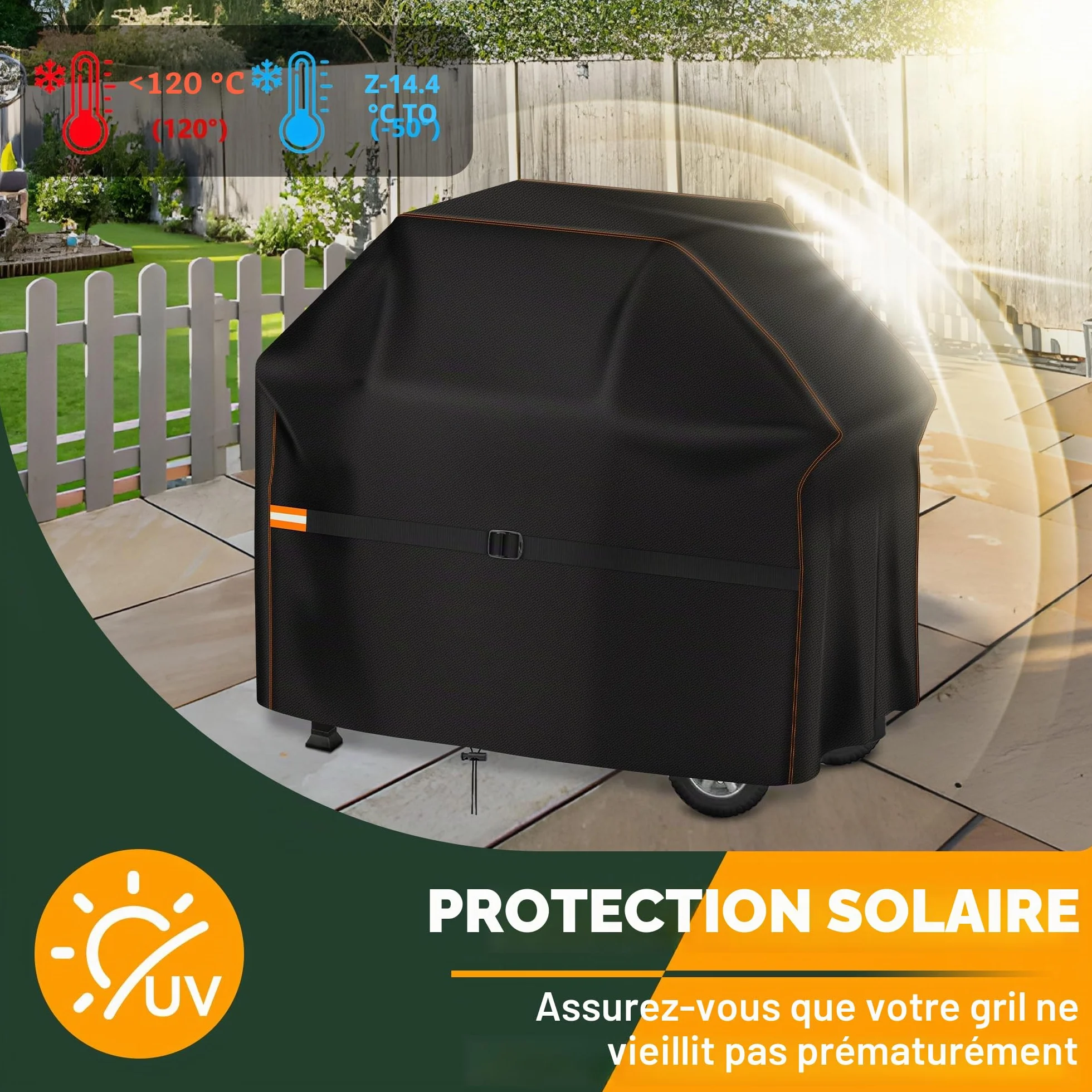 Enzeno Housse de Barbecue résistante aux intempéries 147 x 61 x 122 cm Noir