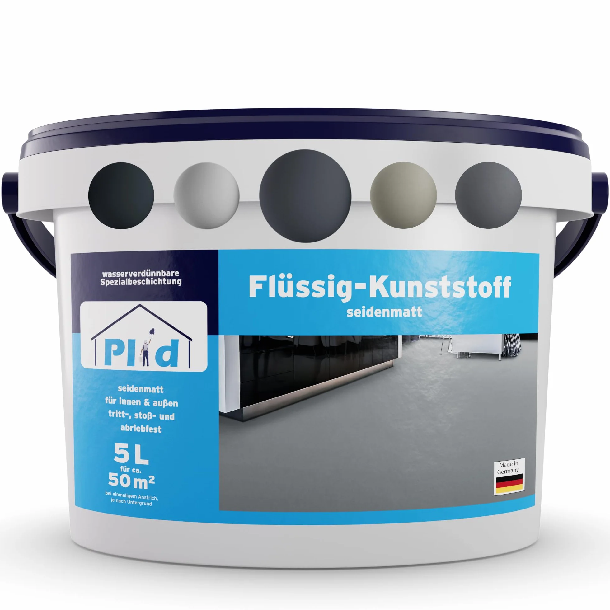 Plid® Plastique liquide intérieur extérieur gris argenté 5 L – Peinture béton imperméable protection sols et murs
