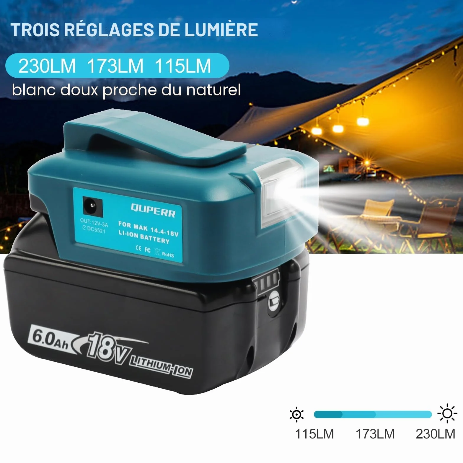 Makita Adp05 Convertisseur de lumière de travail pour batterie 14,4v 18v Adaptateur