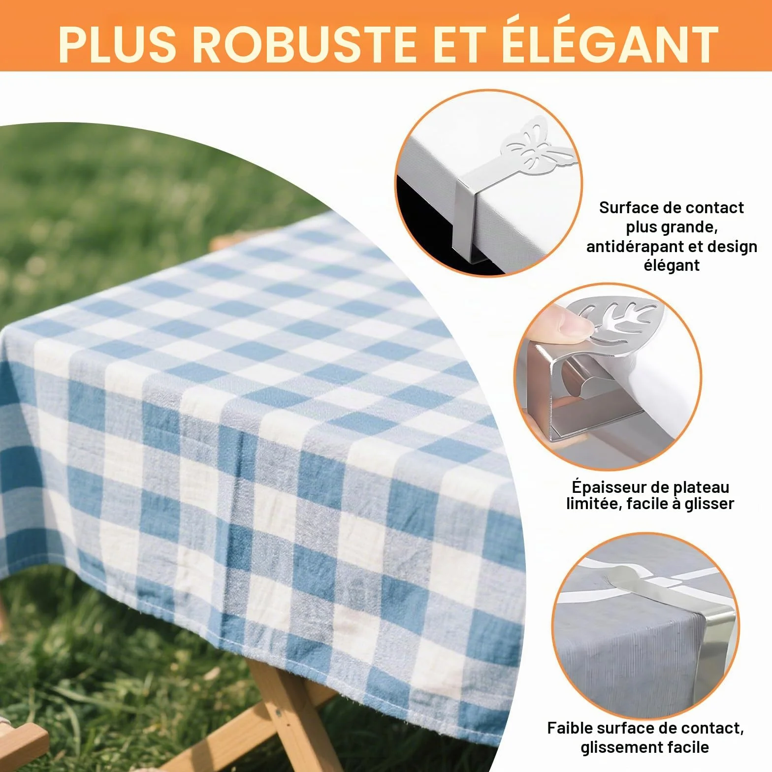 Lot de 8 Pinces à Nappe extérieur en Acier Inoxydable antirouille, Motifs Papillons, Coupe-Vent pour nappes jusqu'à 3,5 cm