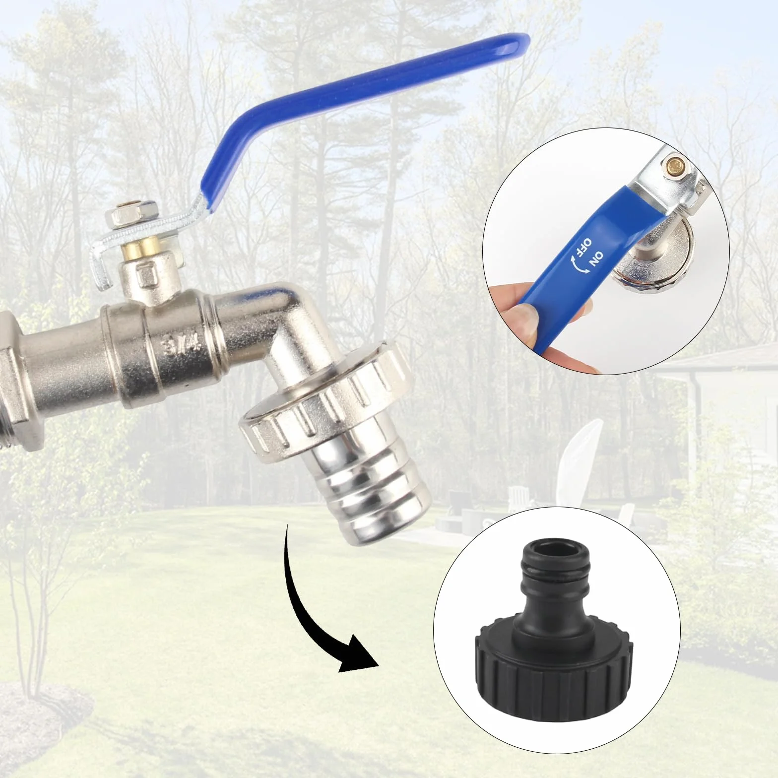 Vaskula Robinet IBC Col de Cygne Cuve 1000L Adaptateur 3/4'' Raccord Kit Réservoir d'eau de Pluie