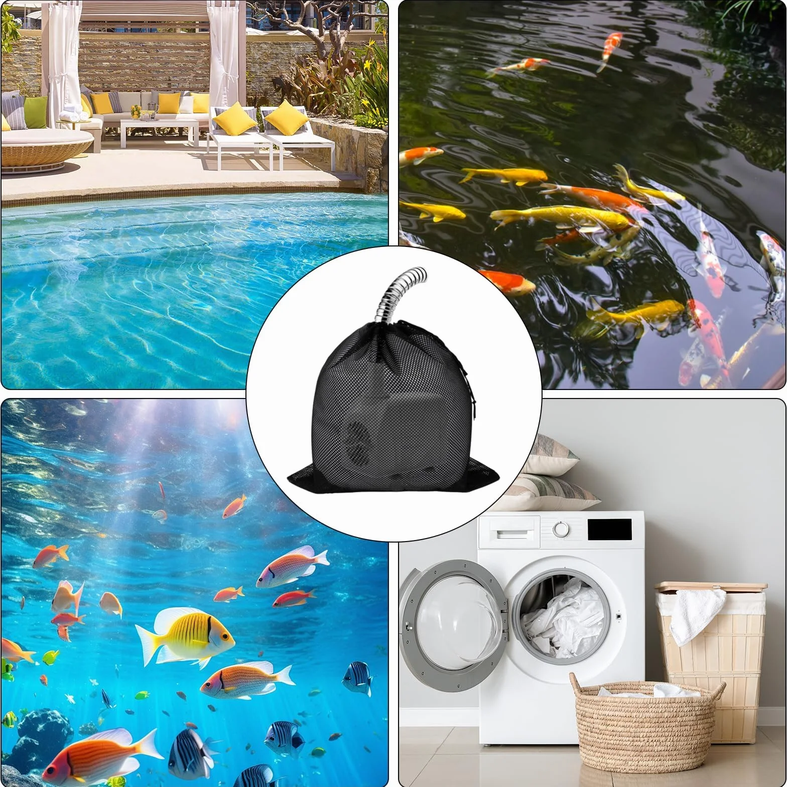 Sac Filtrant pour Pompe de Bassin 45 x 45 cm Noir 2 Pièces