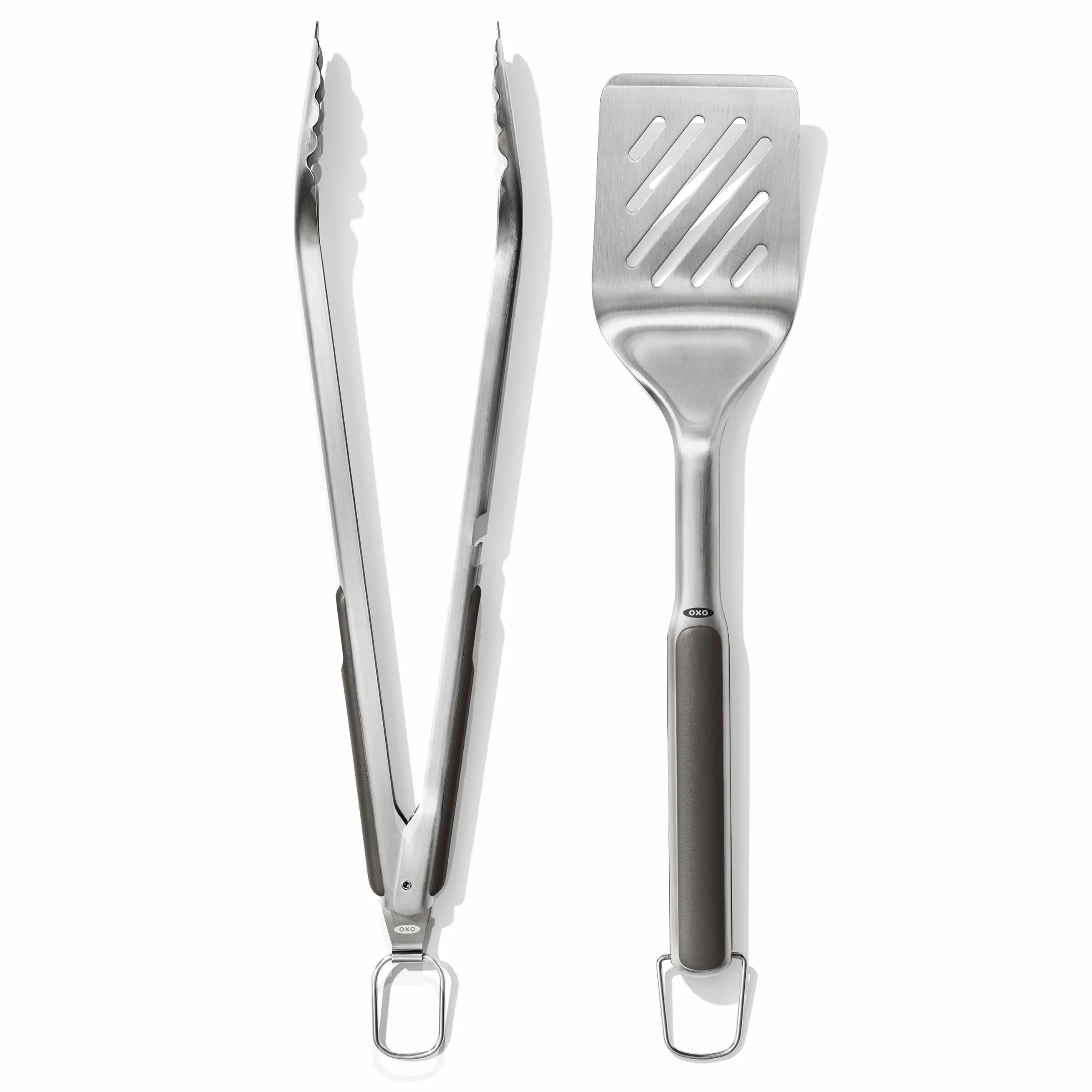 OXO Good Grips Juego de espátula y pinzas para barbacoa de Acero inoxidable