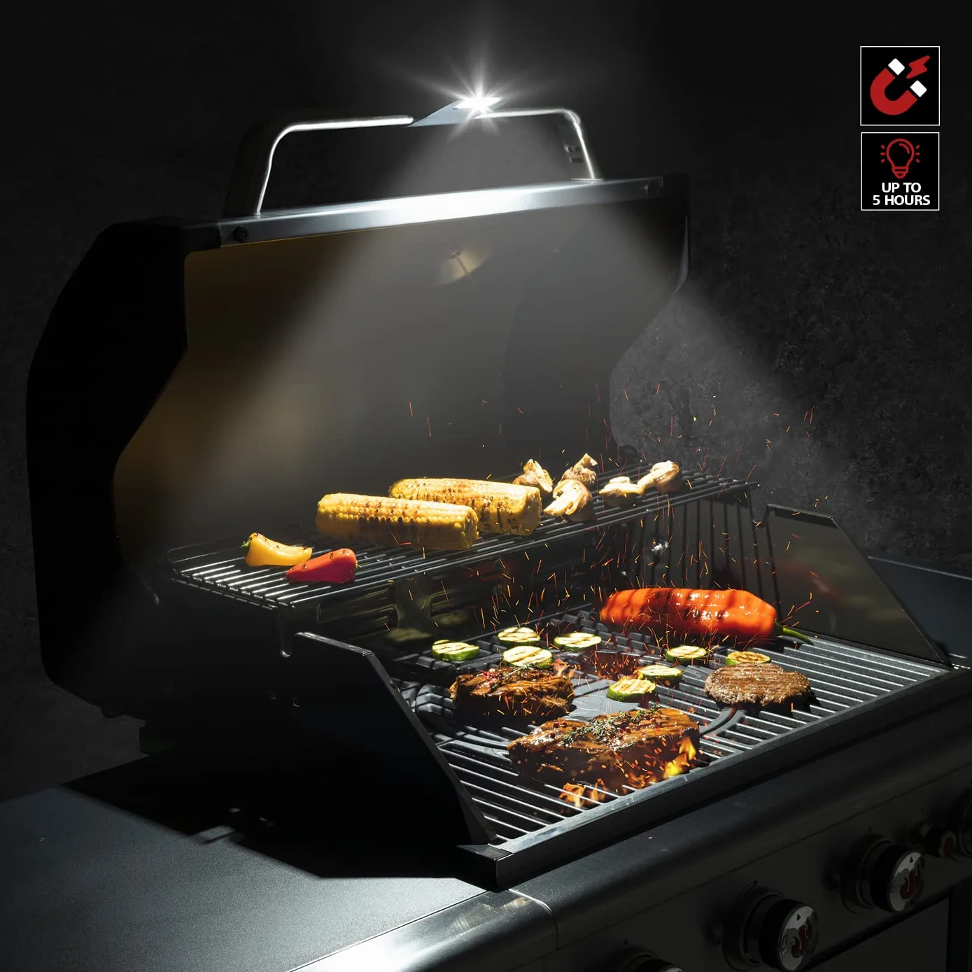 LANDMANN Lampe de barbecue magnétique LED rechargeable 100 lumens batterie lithium-ion