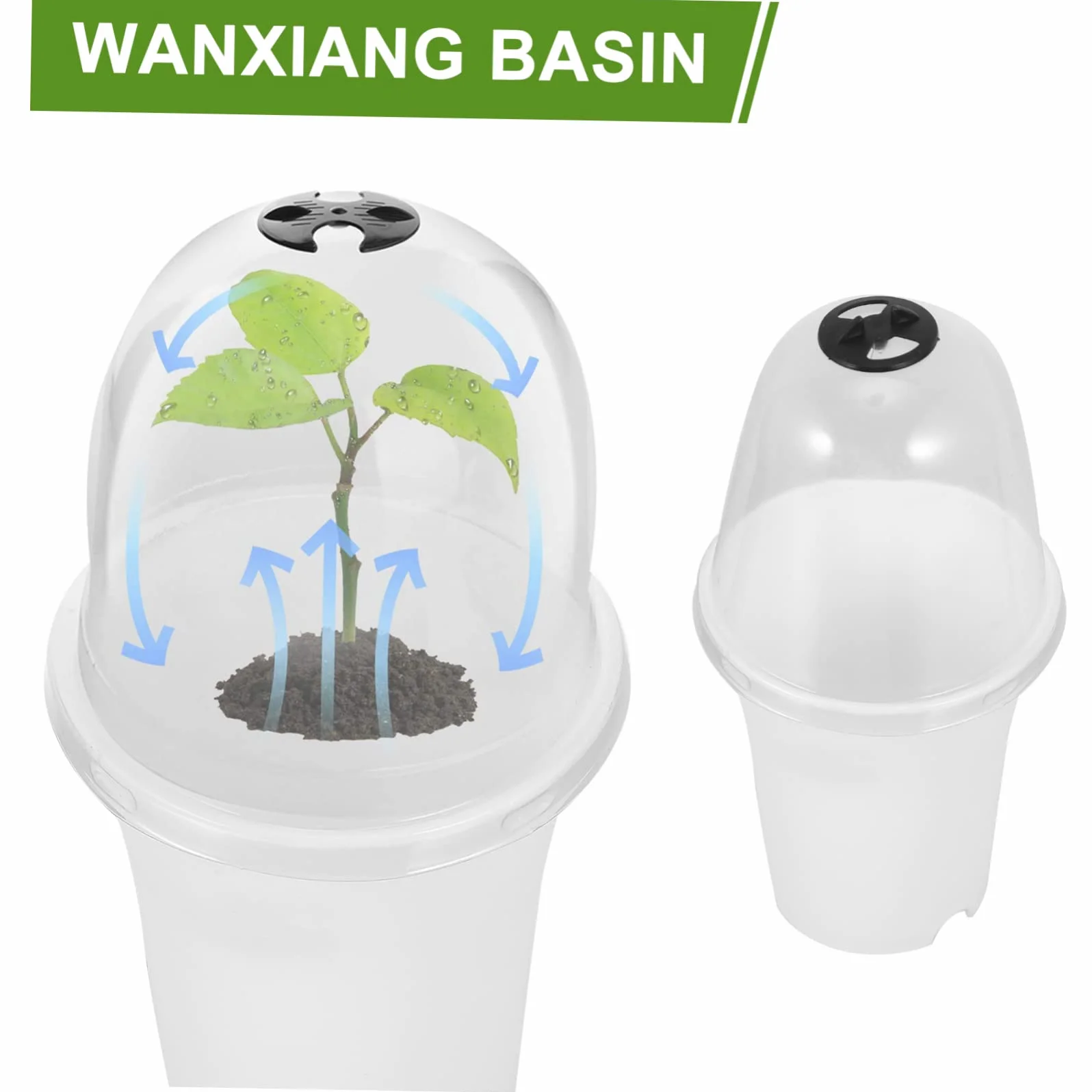 Lot de Pots de Fleurs Plastique avec Couvercle pour Plantes Succulentes Jardinière Intérieur Extérieur