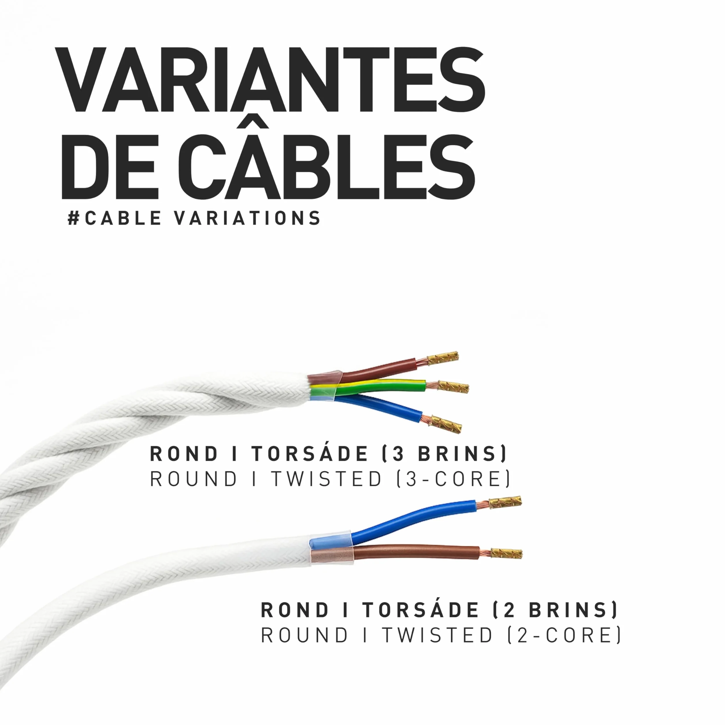 smartect Cable Electrique Textile Noir, Fil Electrique Tissu de 2 Mètres, 2 Conducteurs (2 x 0,75mm²) Cable Tissu Lampe pour Les Projets de Bricolage