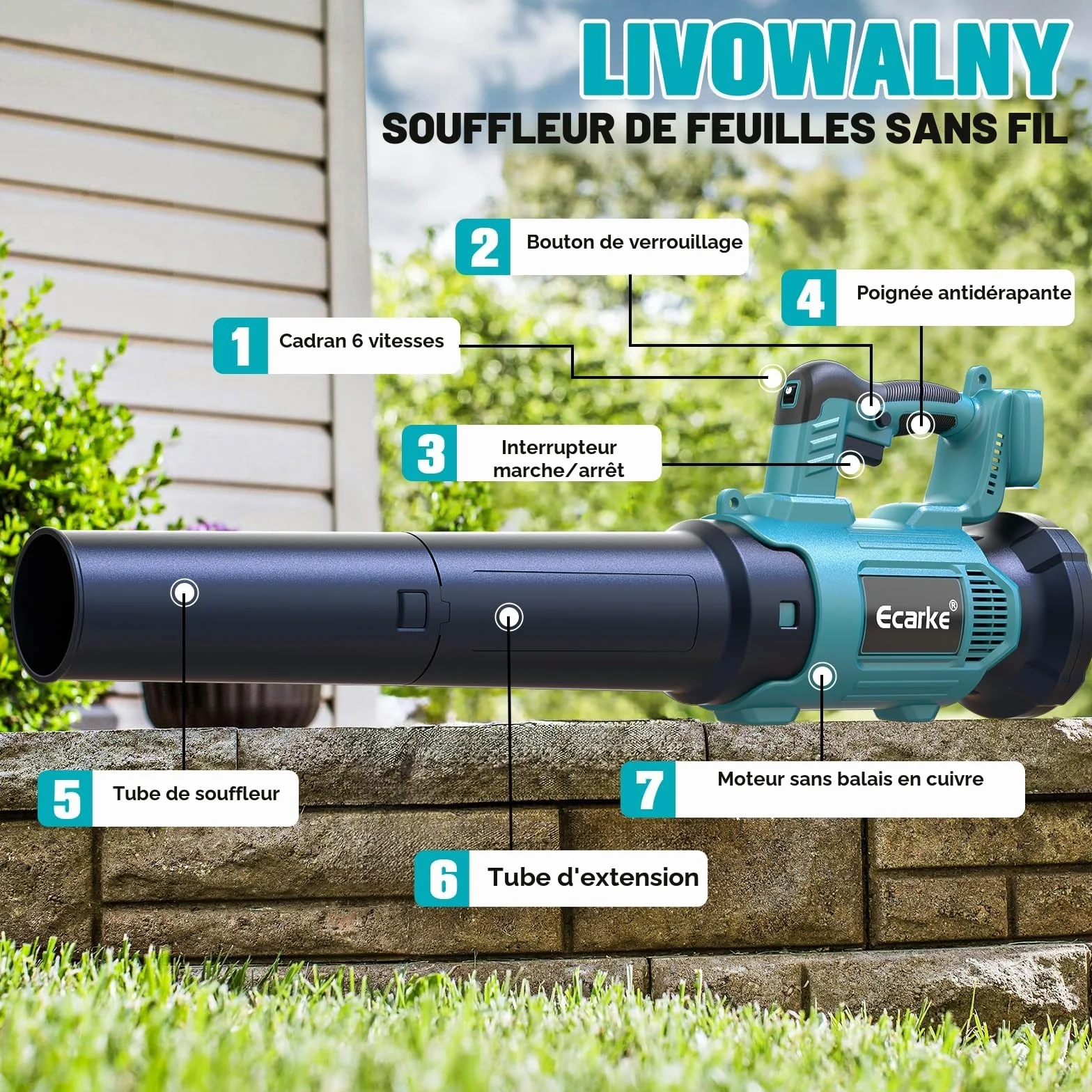 Souffleur sans Fil 500CFM Compatible Makita 18V, Moteur sans Balais, 150MPH