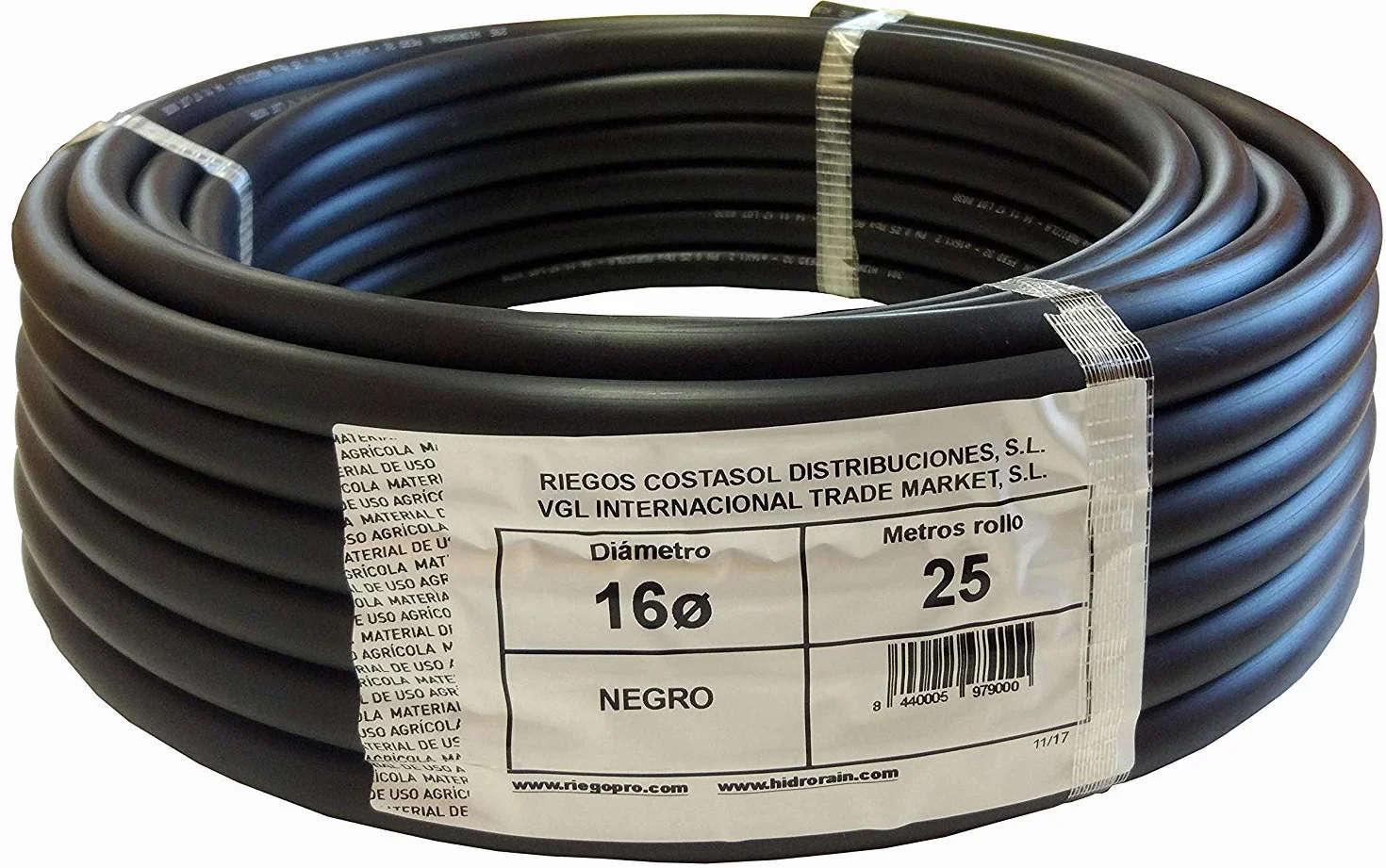 Tuyau lisse noir arrosage goutte à goutte 16 mm 25 mètres pour jardin