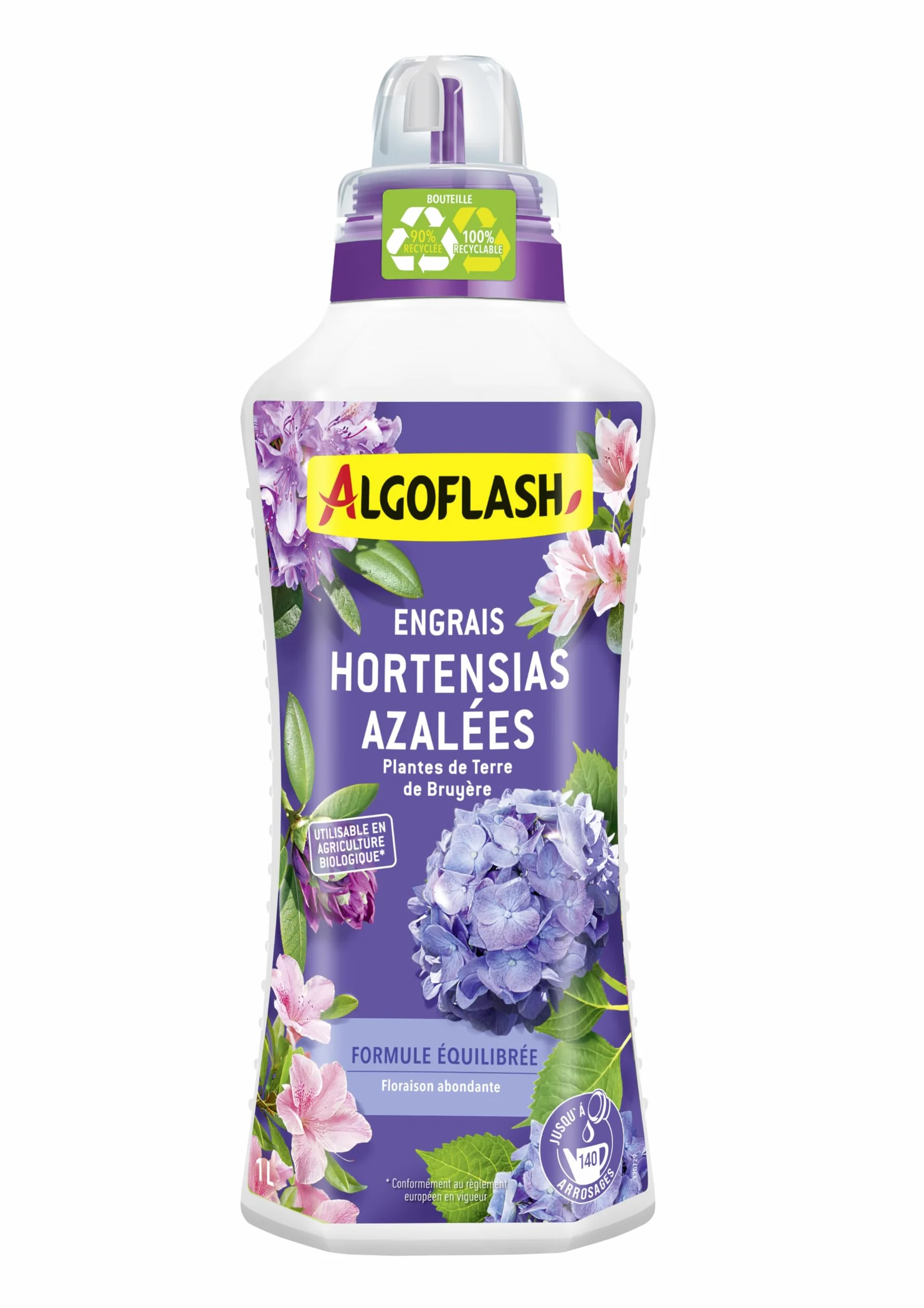 Algoflash Engrais Liquide Hortensias Terre de Bruyère 1 L Agriculture Biologique