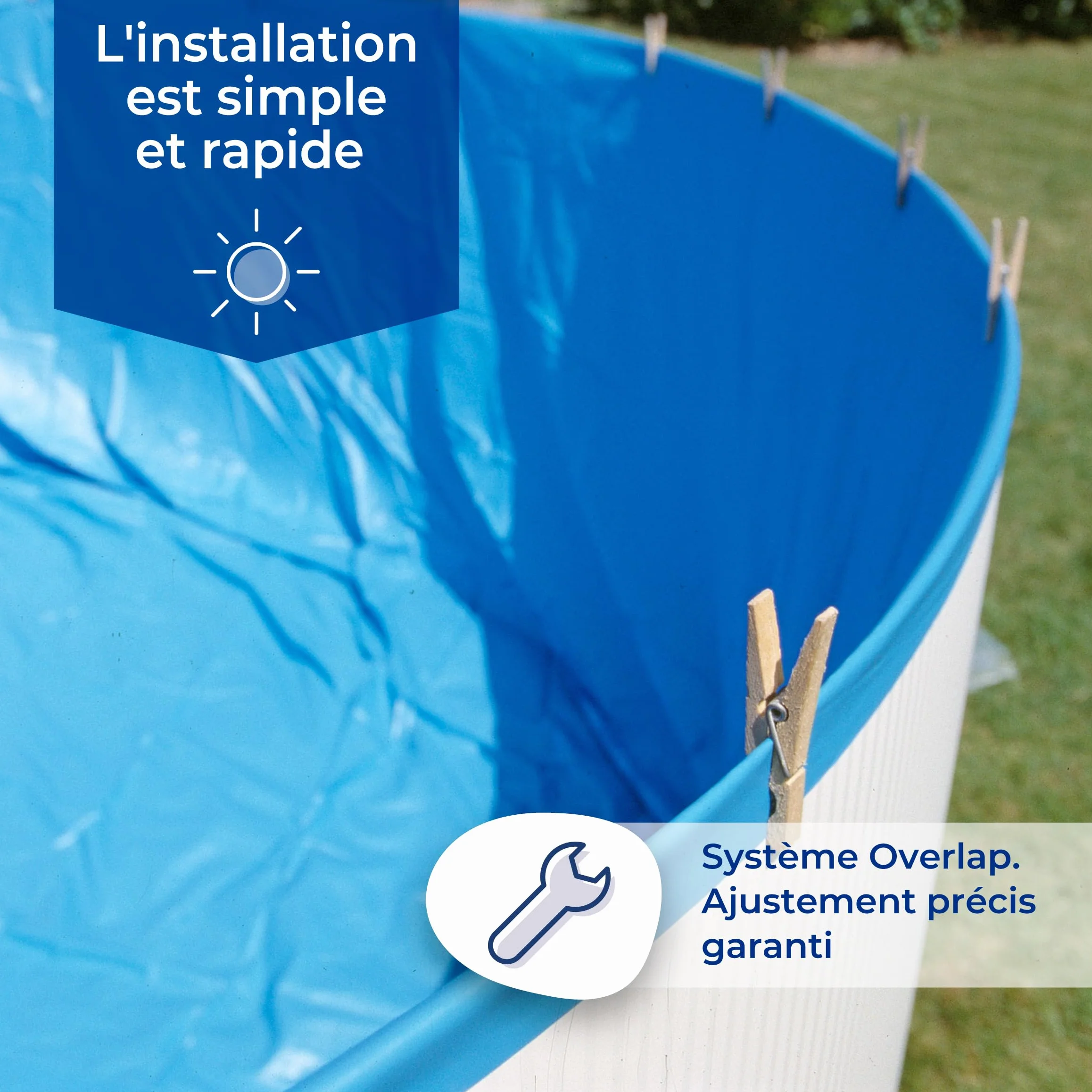 Gre FSP300 Liner uni Bleu piscine Ronde Ø300 H90cm épaisseur 20/100e Overlap