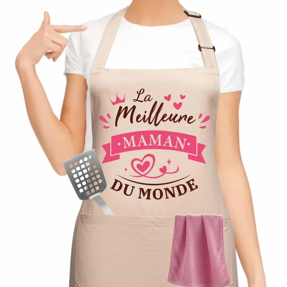 Tablier de Cuisine Coton Imperméable pour Maman Cadeau Fête des Mères