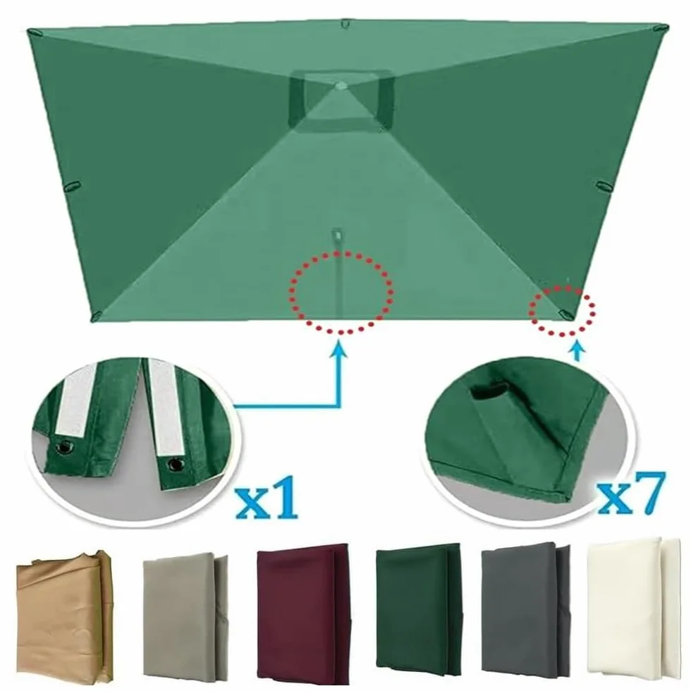 Housse De Rechange Parasol Déporté 2.5x2.5m 3x4m Toile Résistant Aux UV Green 4x3m